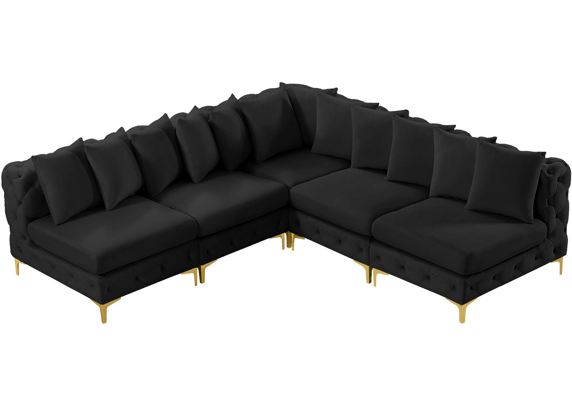 Tremblay Black Velvet Modular Sectional,Meridian Furniture