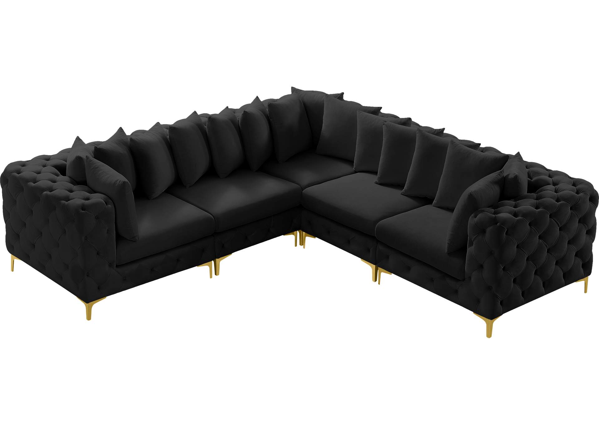 Tremblay Black Velvet Modular Sectional,Meridian Furniture