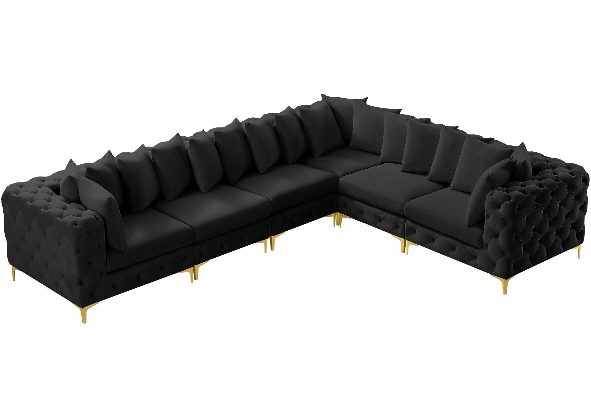 Tremblay Black Velvet Modular Sectional,Meridian Furniture