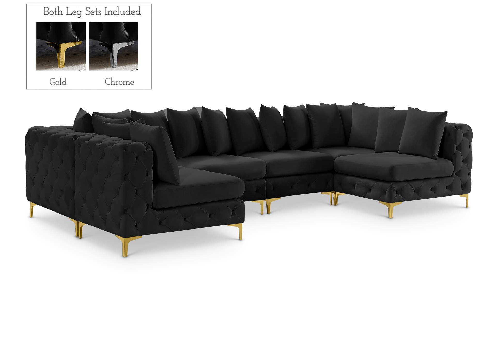 Tremblay Black Velvet Modular Sectional,Meridian Furniture