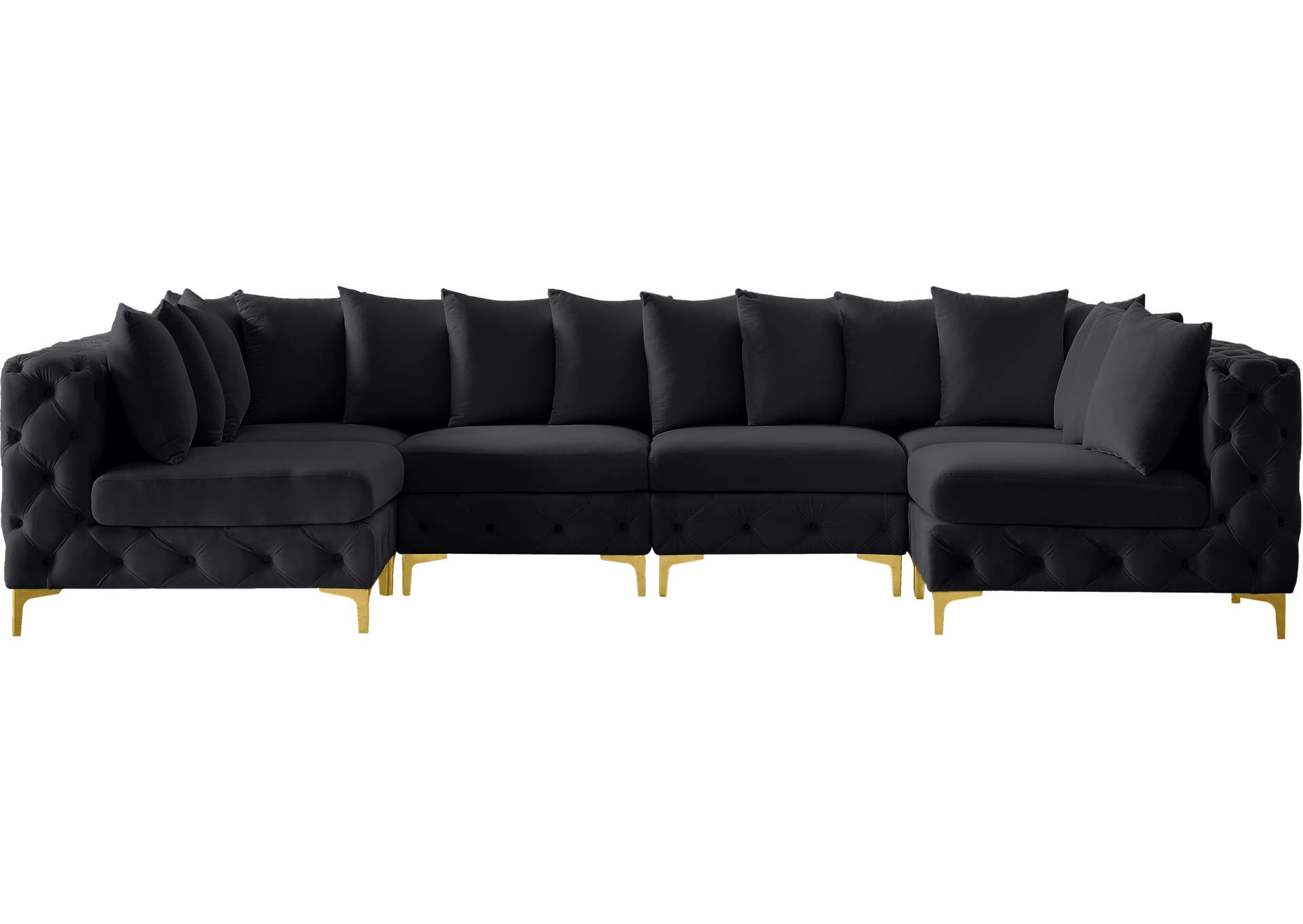 Tremblay Black Velvet Modular Sectional,Meridian Furniture