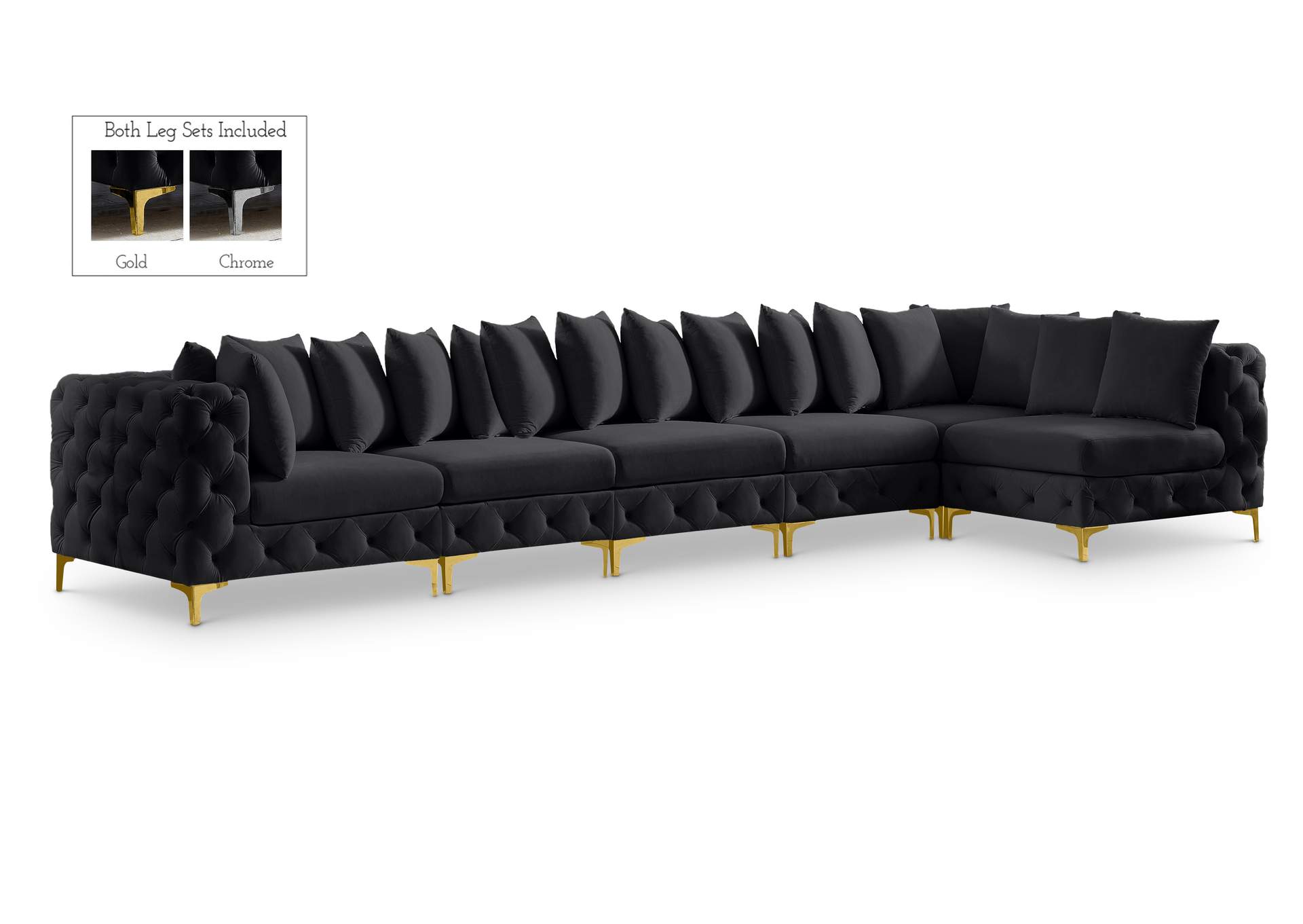 Tremblay Black Velvet Modular Sectional,Meridian Furniture