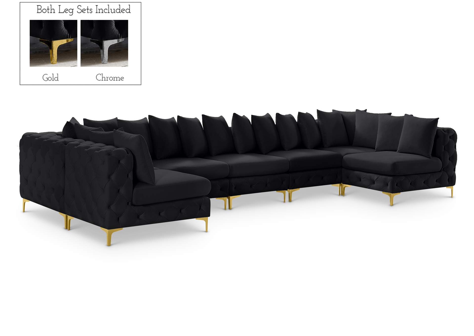 Tremblay Black Velvet Modular Sectional,Meridian Furniture