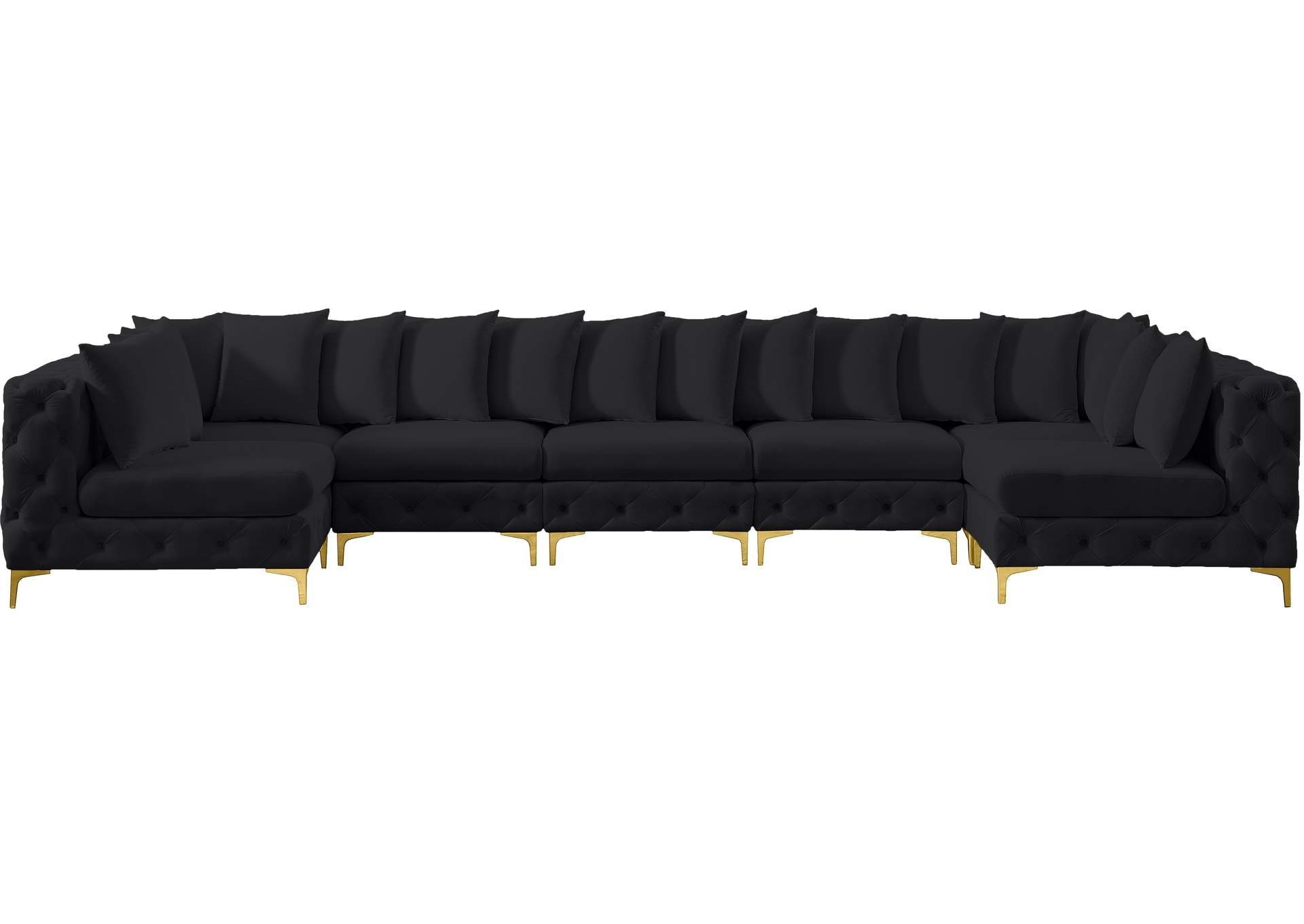 Tremblay Black Velvet Modular Sectional,Meridian Furniture