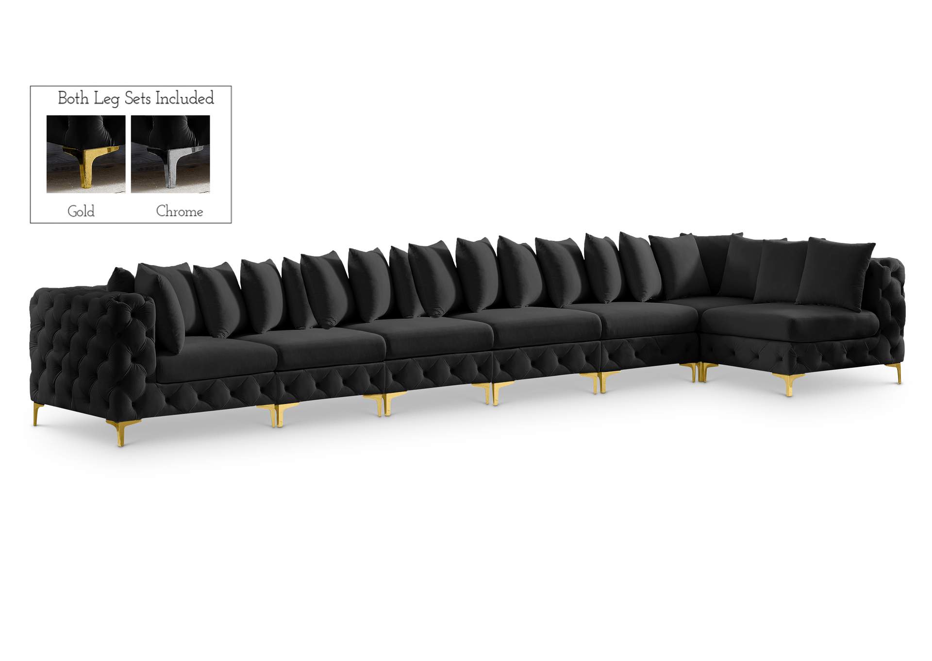 Tremblay Black Velvet Modular Sectional,Meridian Furniture