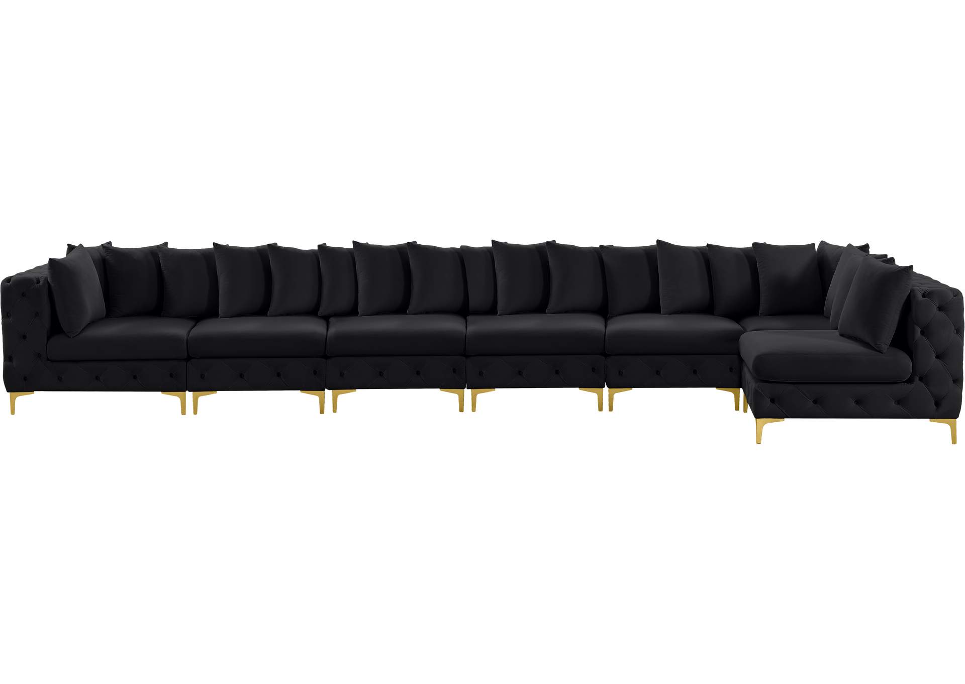 Tremblay Black Velvet Modular Sectional,Meridian Furniture