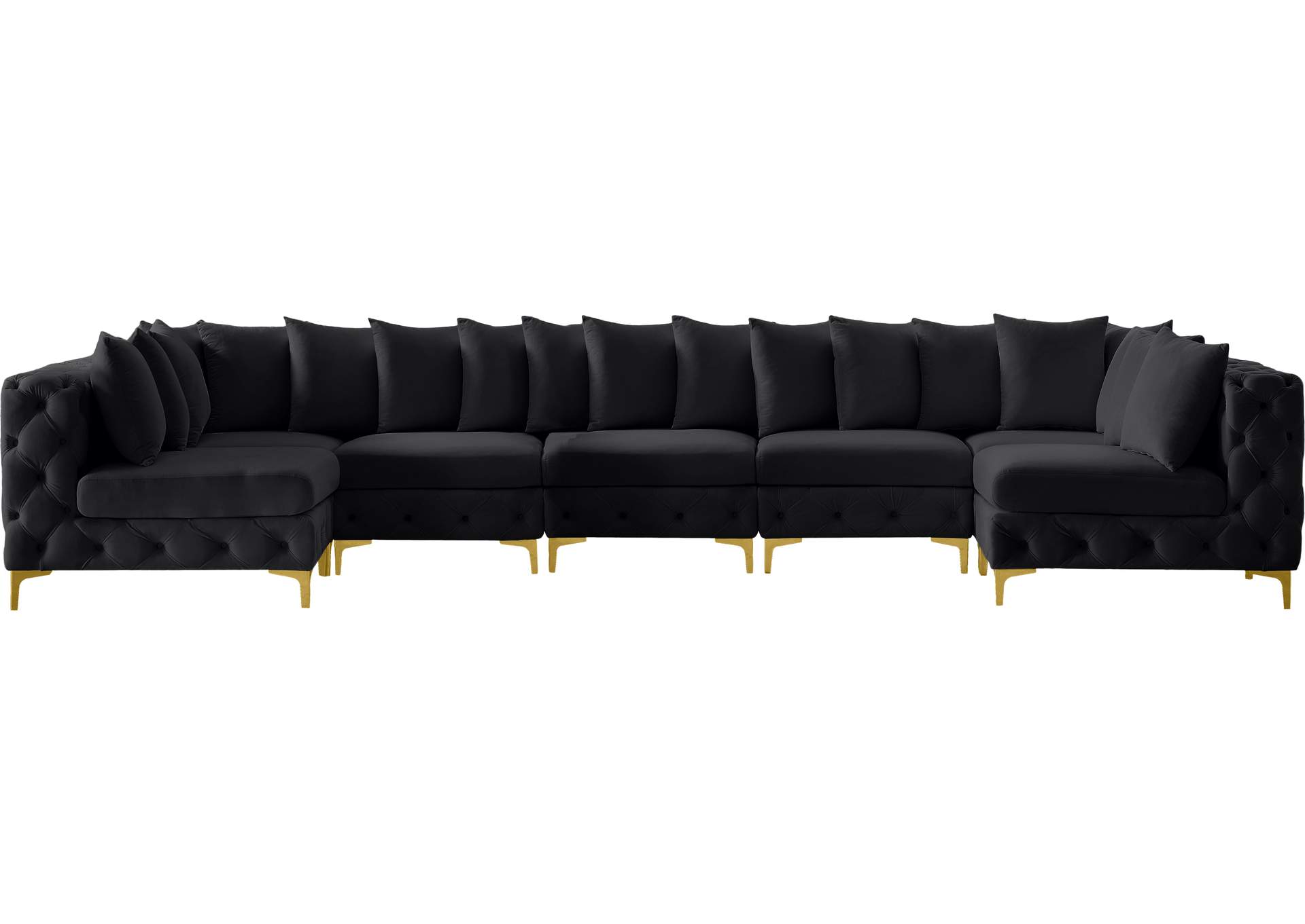 Tremblay Black Velvet Modular Sectional,Meridian Furniture