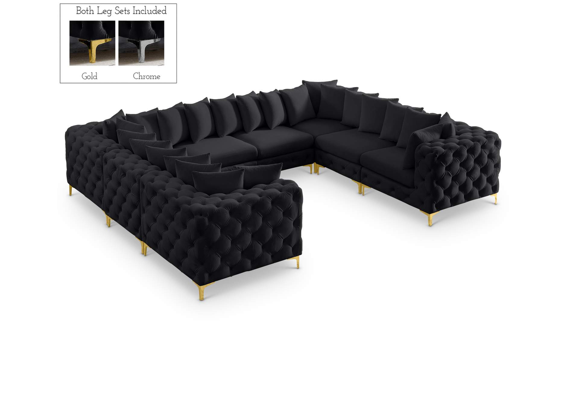 Tremblay Black Velvet Modular Sectional,Meridian Furniture