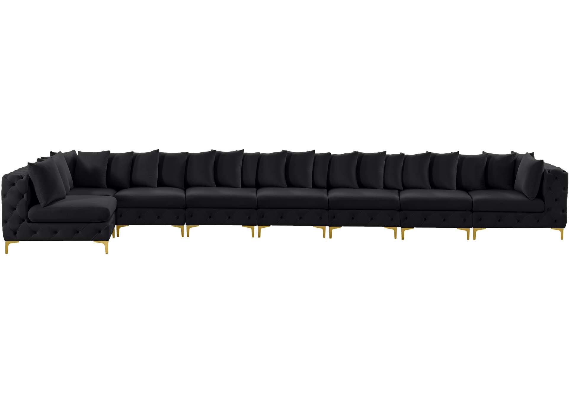 Tremblay Black Velvet Modular Sectional,Meridian Furniture