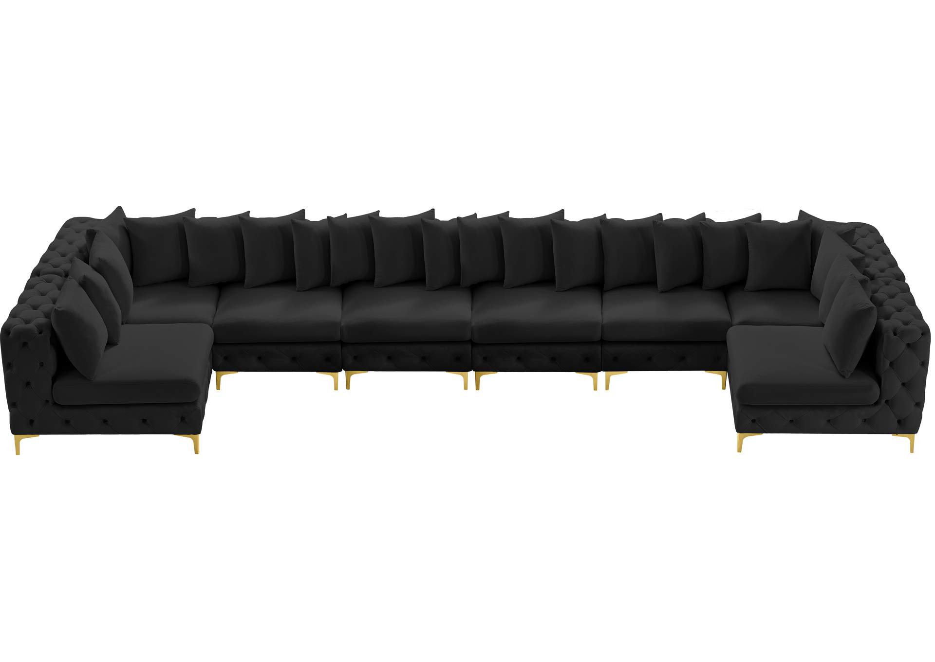 Tremblay Black Velvet Modular Sectional,Meridian Furniture