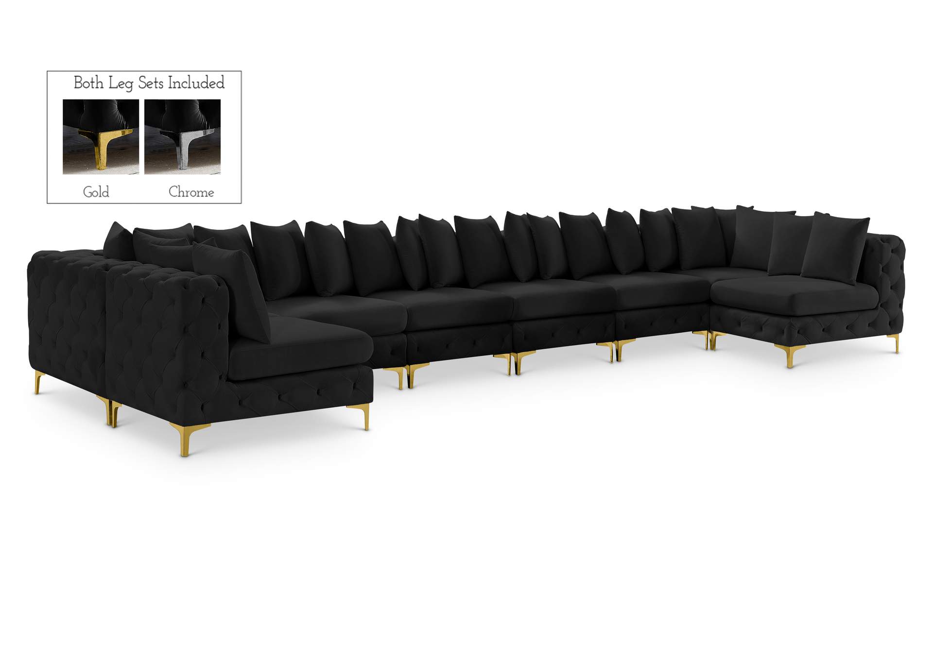 Tremblay Black Velvet Modular Sectional,Meridian Furniture