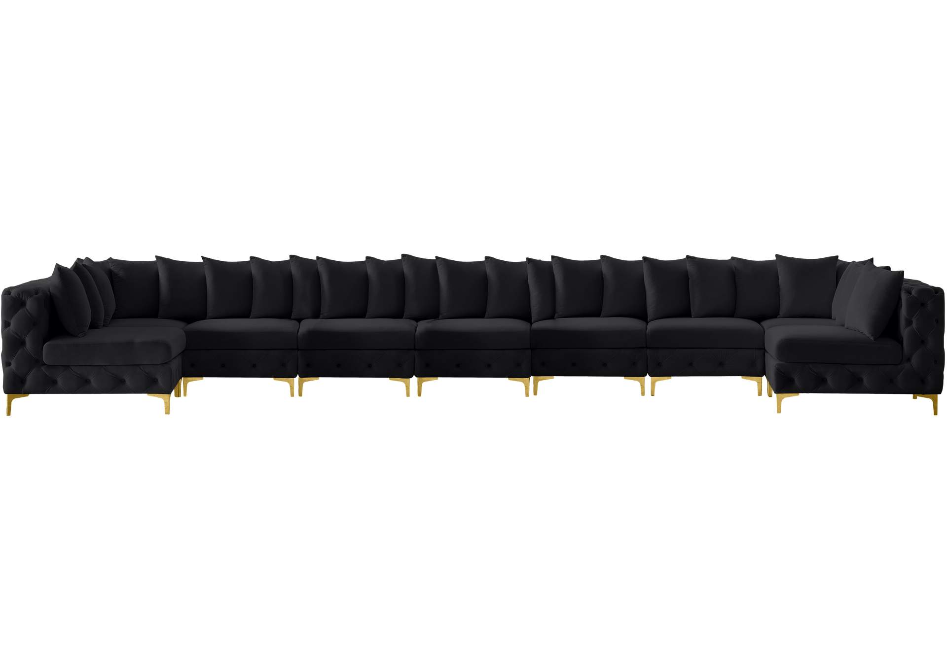 Tremblay Black Velvet Modular Sectional,Meridian Furniture