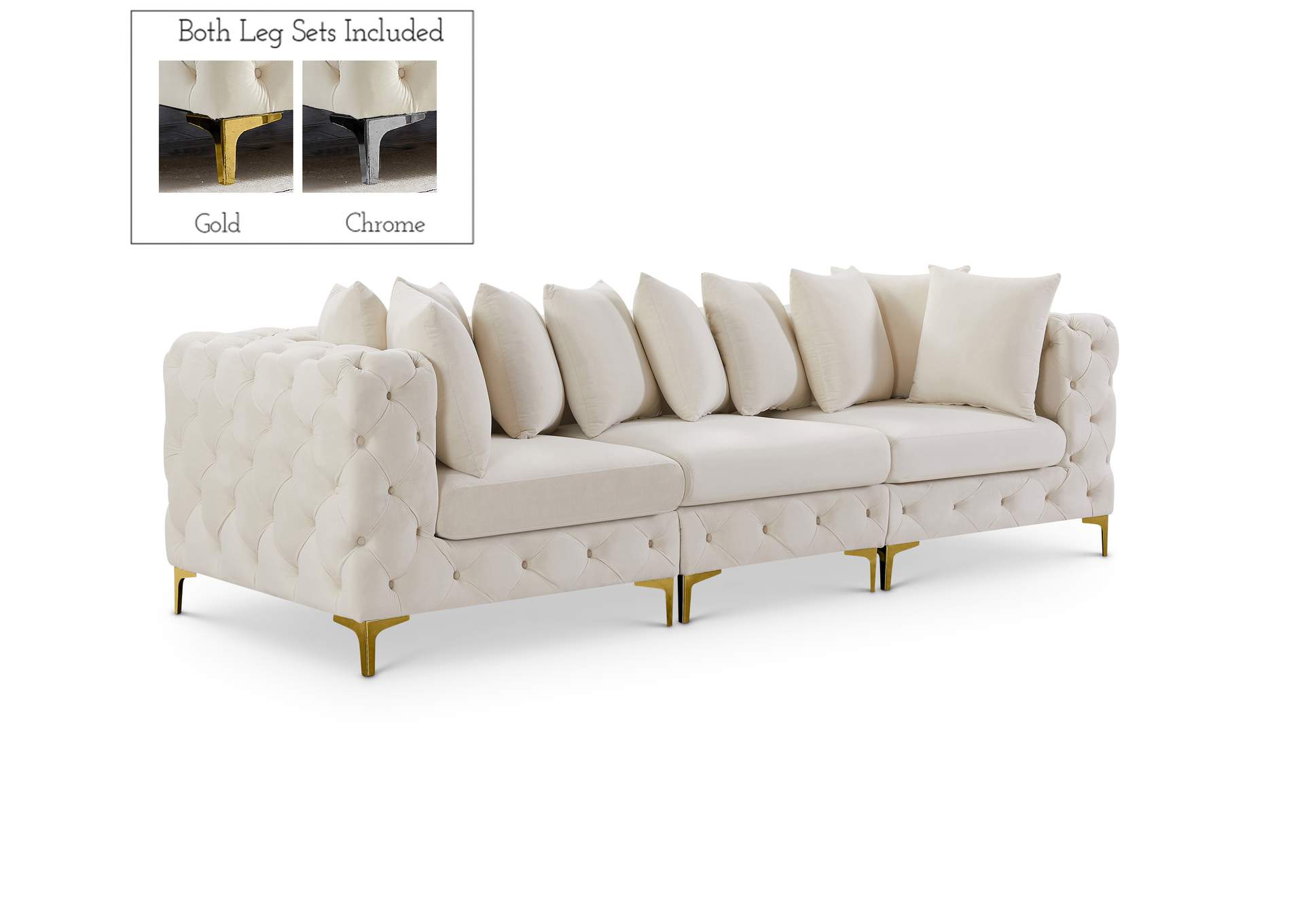 Tremblay Cream Velvet Modular Sofa,Meridian Furniture