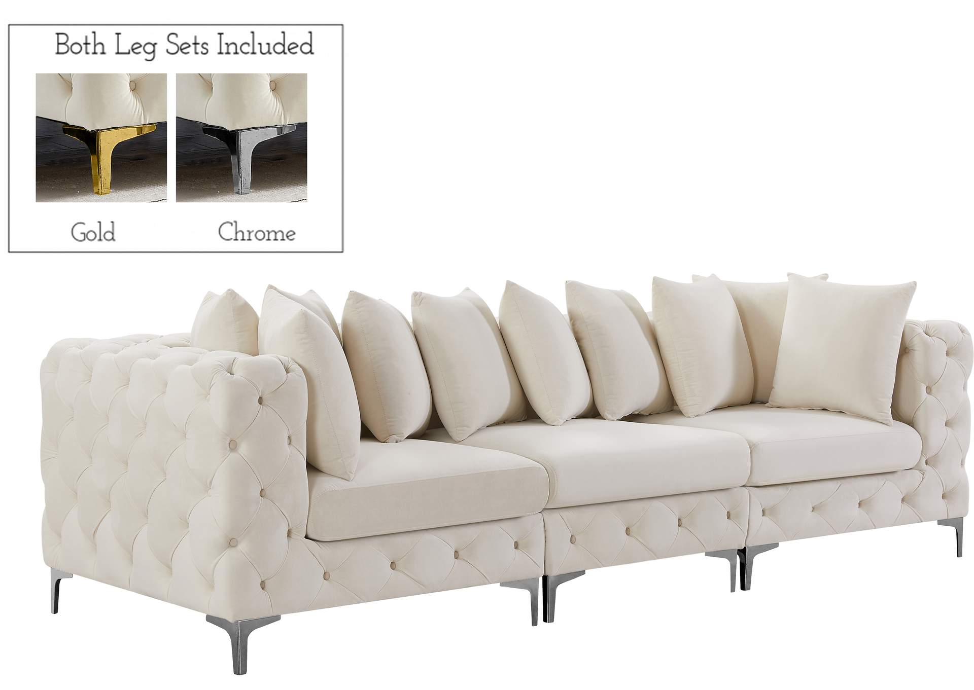 Tremblay Cream Velvet Modular Sofa,Meridian Furniture