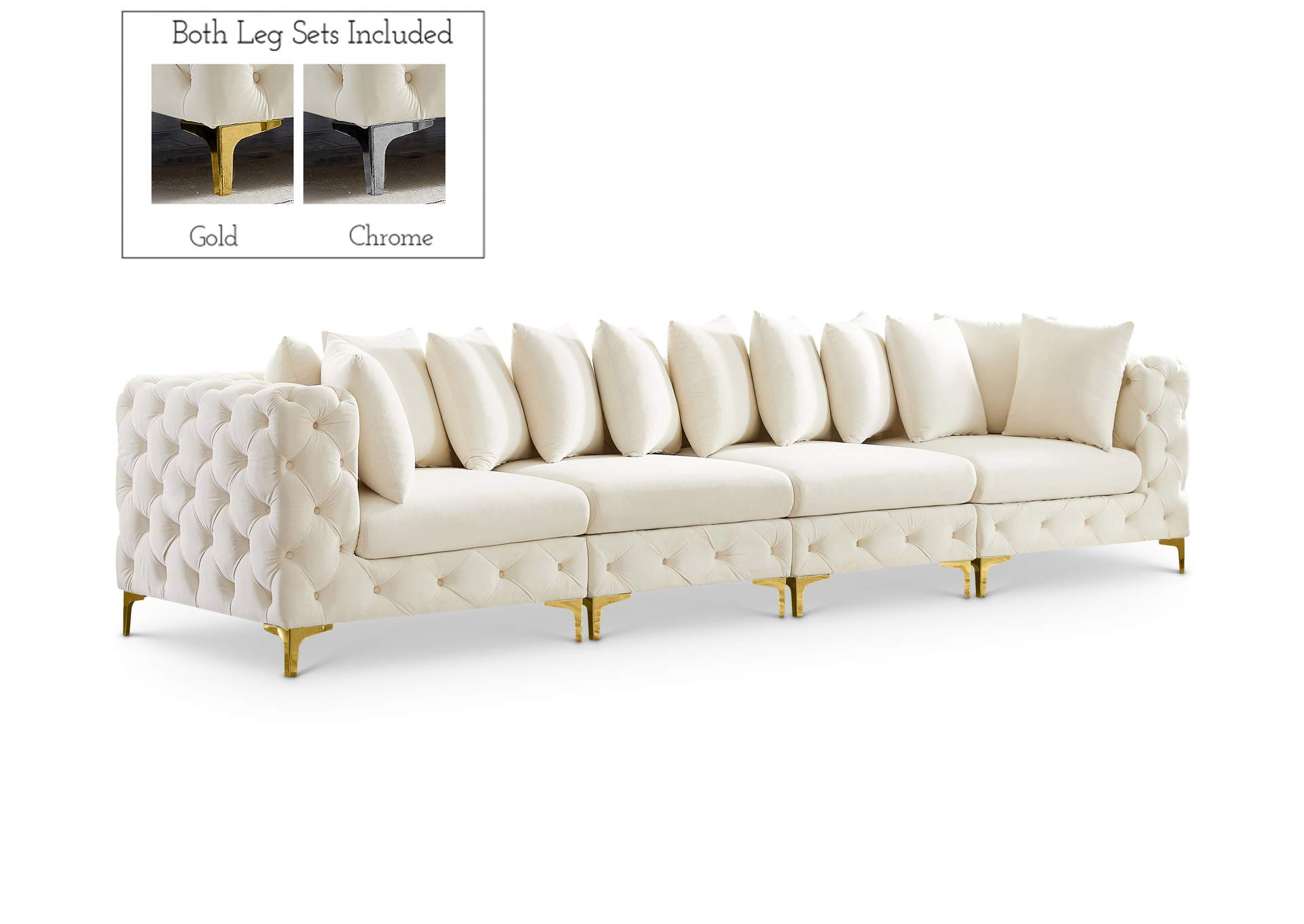 Tremblay Cream Velvet Modular Sofa,Meridian Furniture