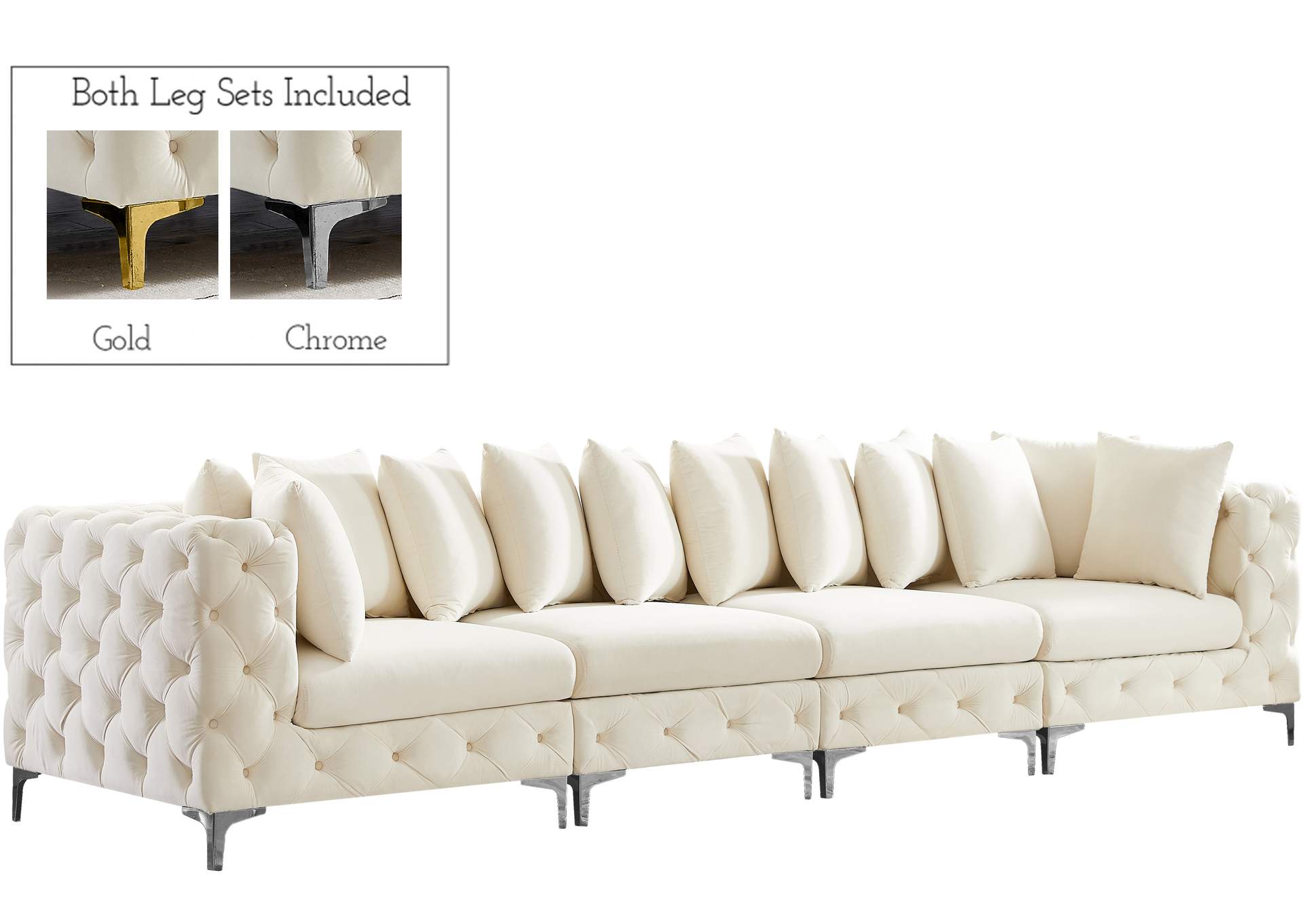 Tremblay Cream Velvet Modular Sofa,Meridian Furniture