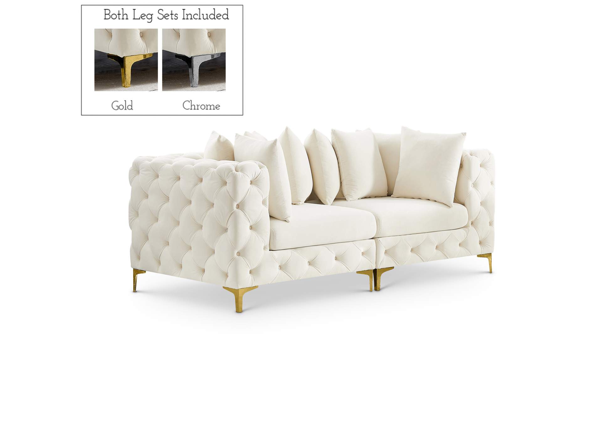 Tremblay Cream Velvet Modular Sofa,Meridian Furniture