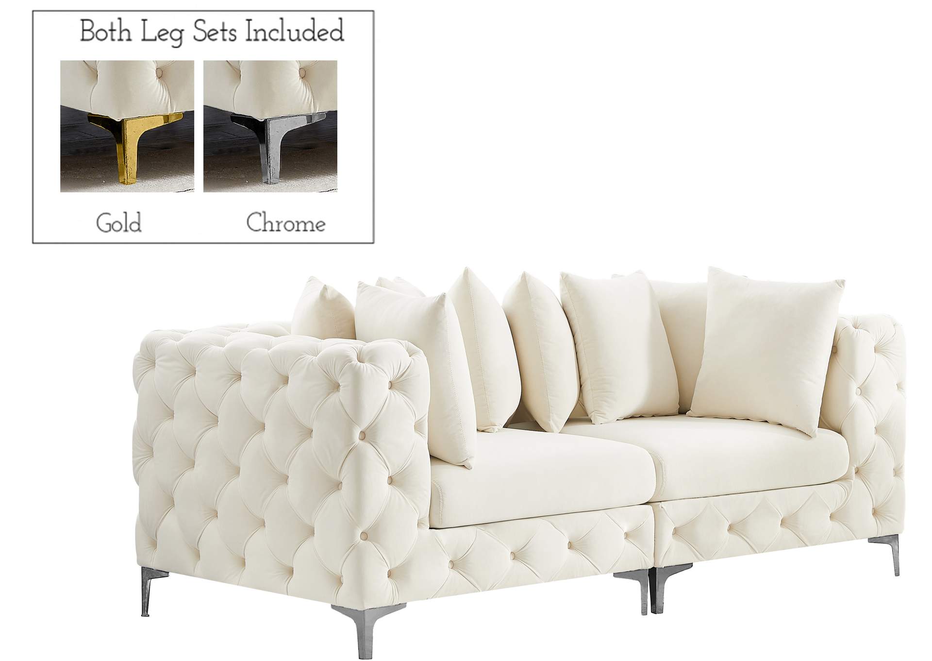 Tremblay Cream Velvet Modular Sofa,Meridian Furniture