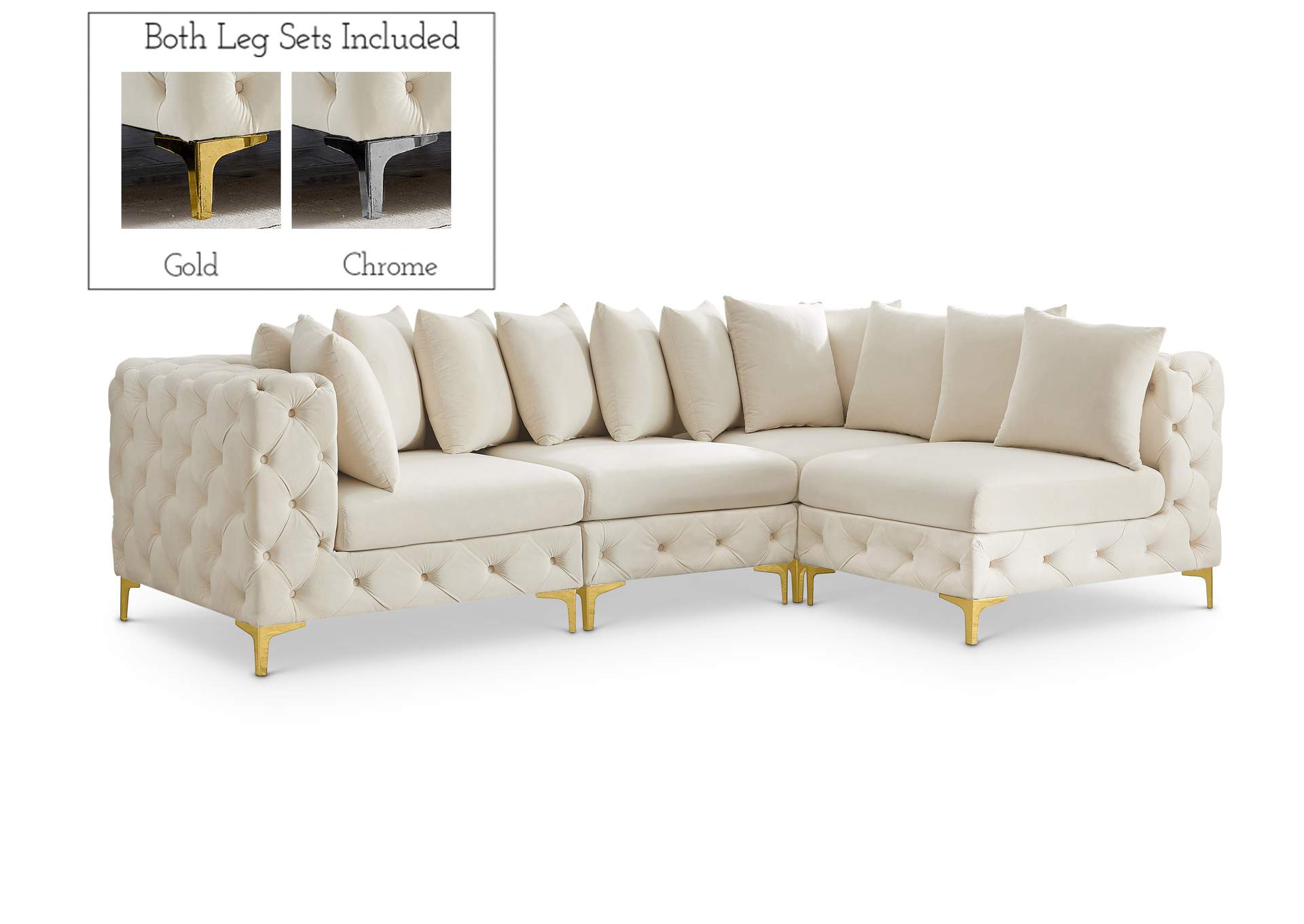 Tremblay Cream Velvet Modular Sectional,Meridian Furniture