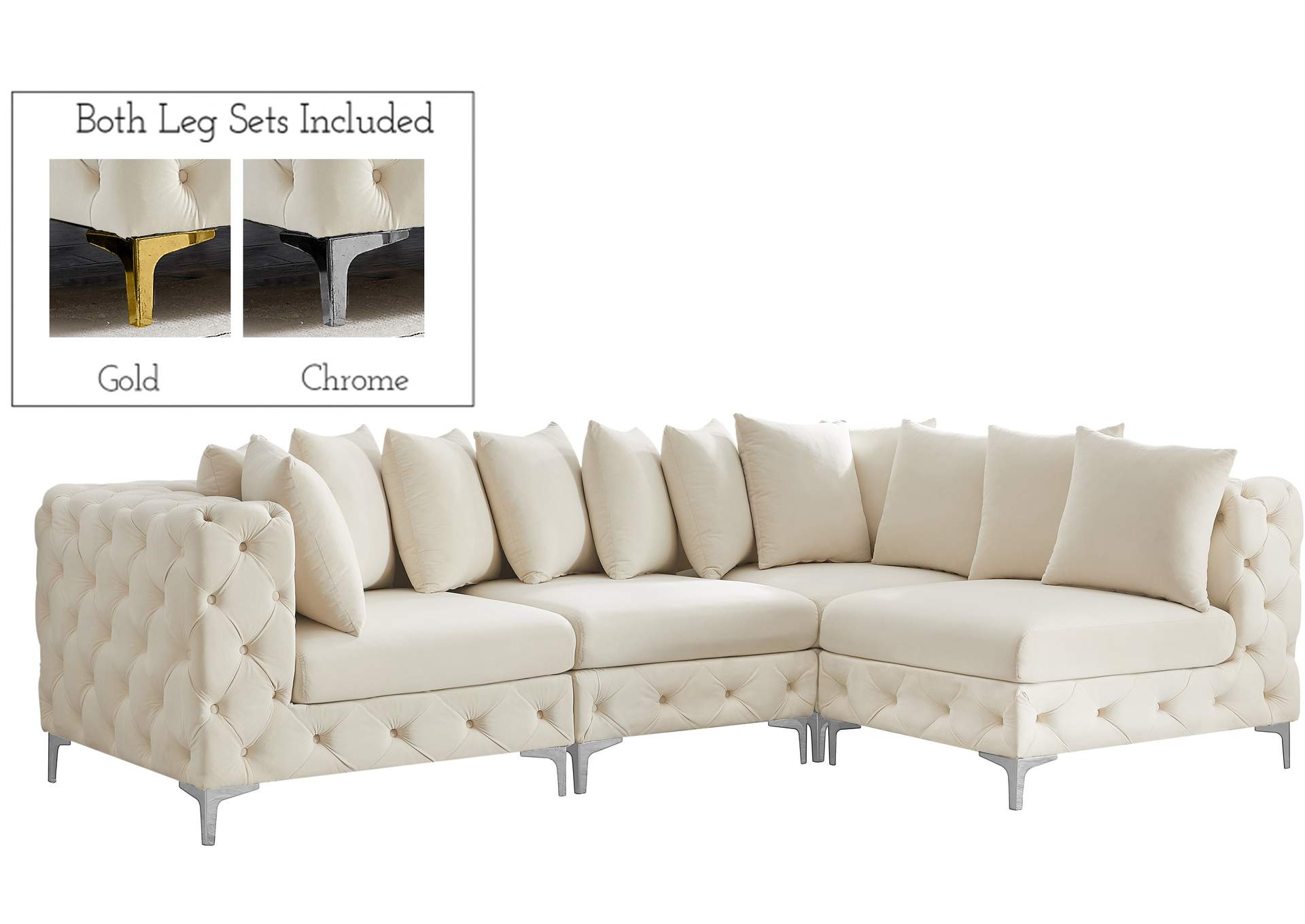 Tremblay Cream Velvet Modular Sectional,Meridian Furniture