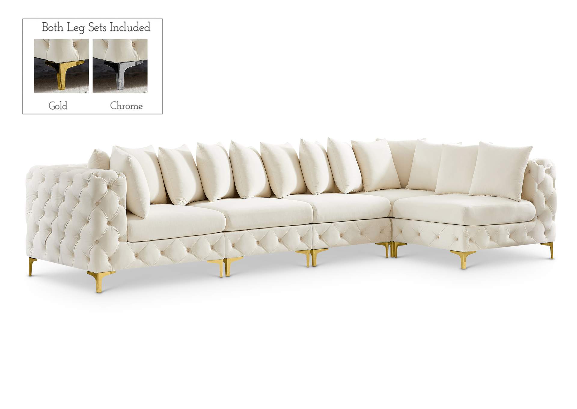 Tremblay Cream Velvet Modular Sectional,Meridian Furniture