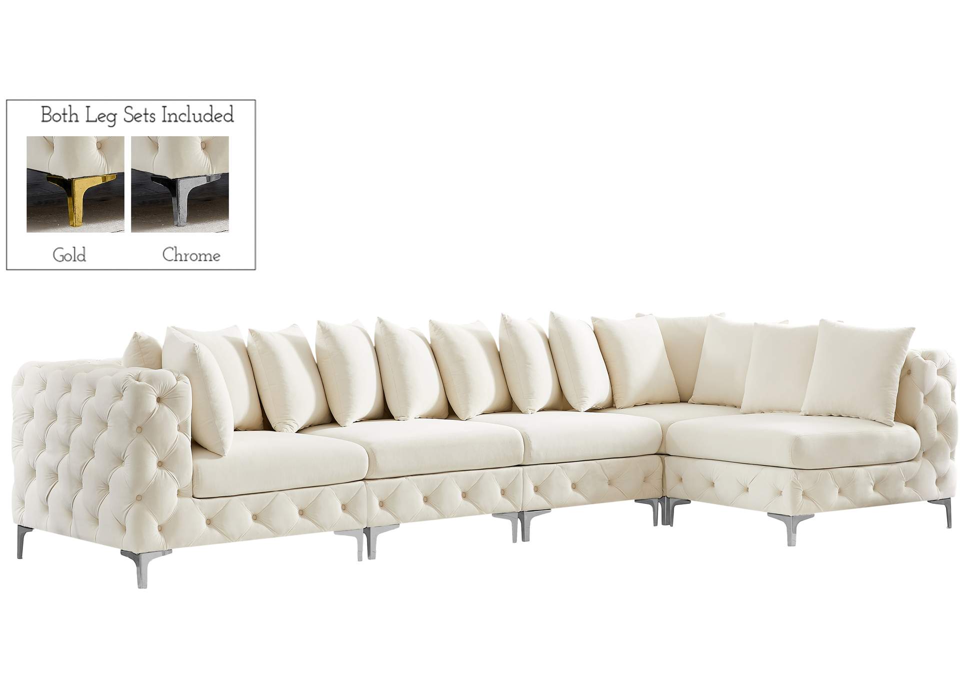 Tremblay Cream Velvet Modular Sectional,Meridian Furniture