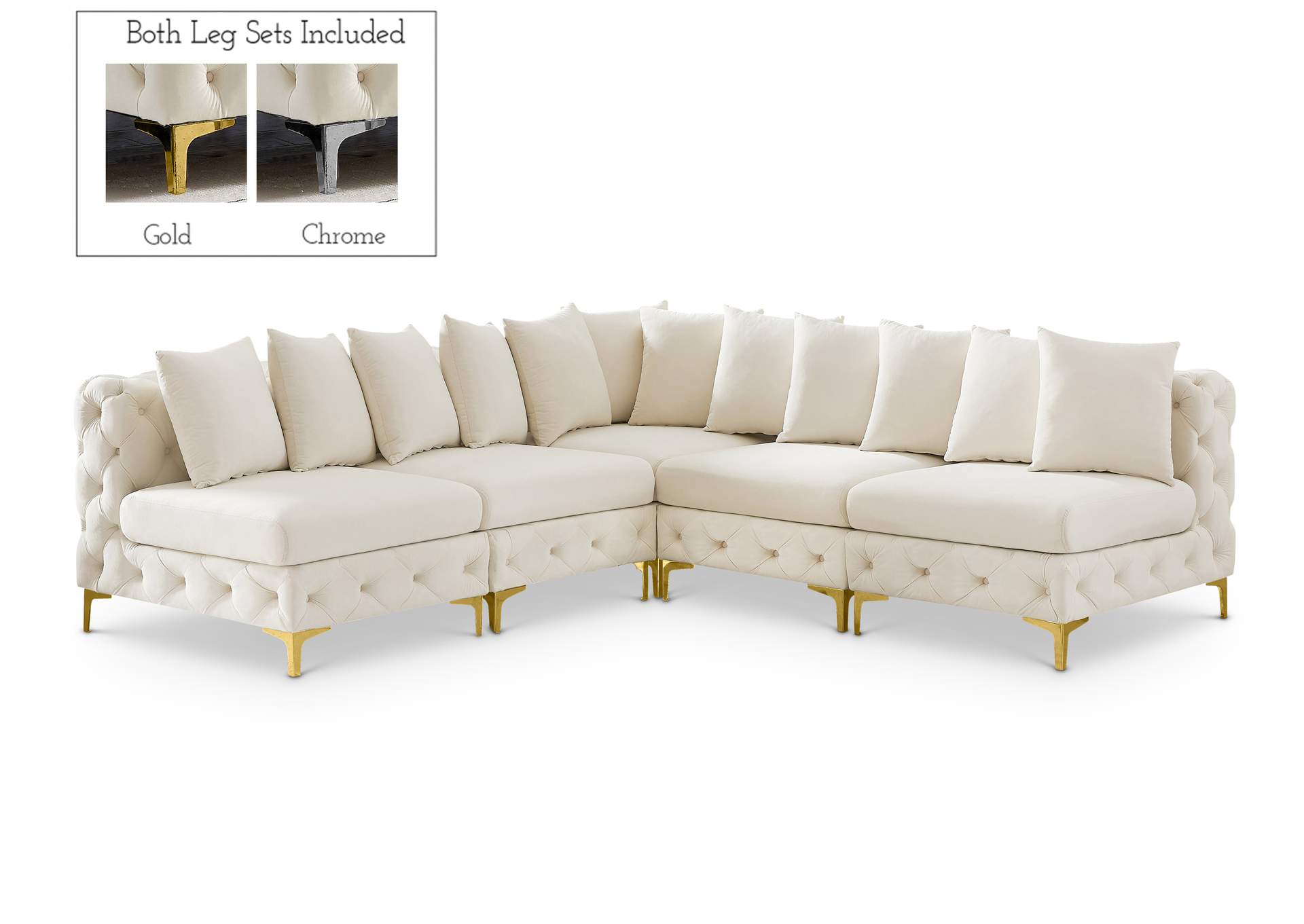 Tremblay Cream Velvet Modular Sectional,Meridian Furniture