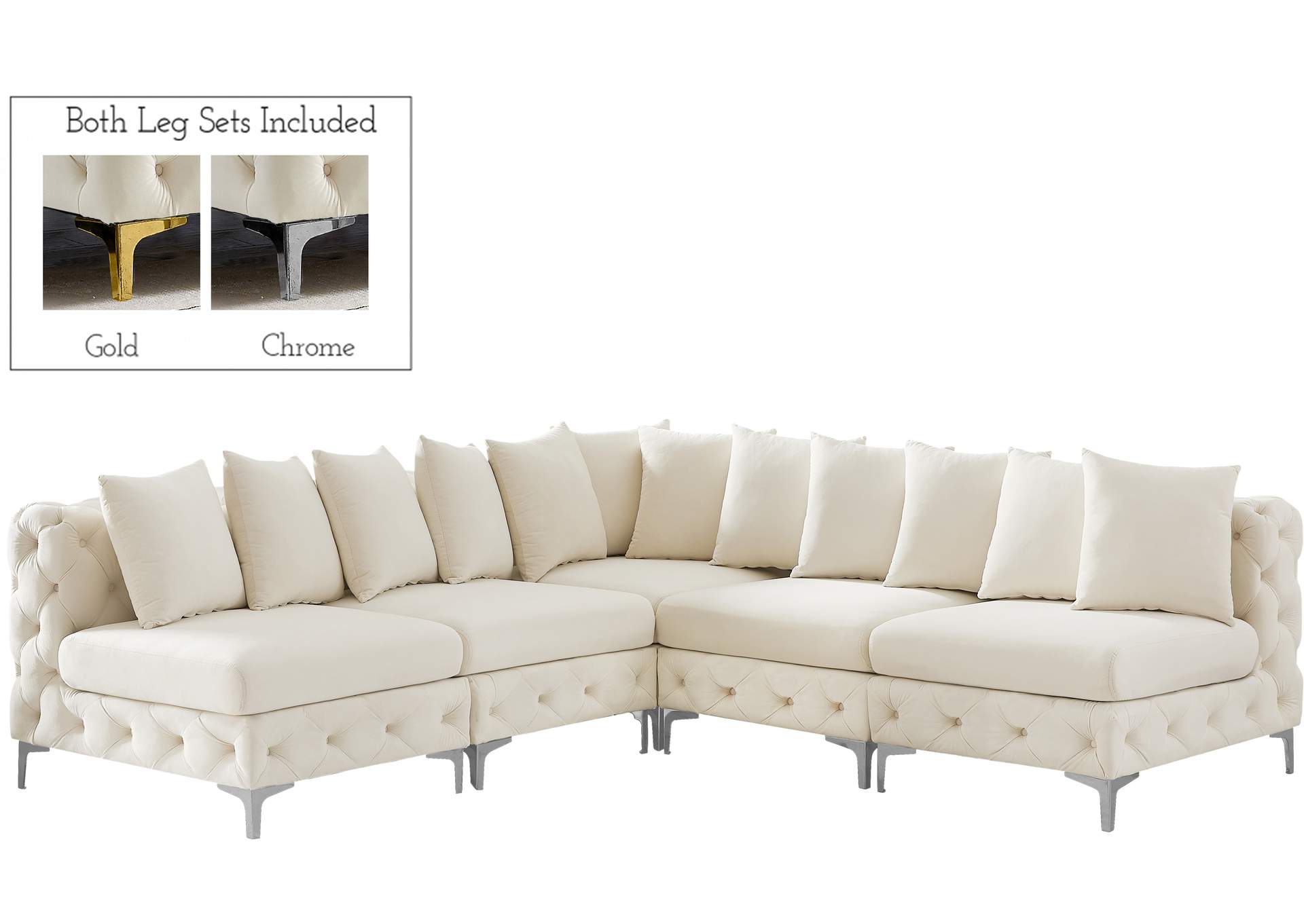 Tremblay Cream Velvet Modular Sectional,Meridian Furniture