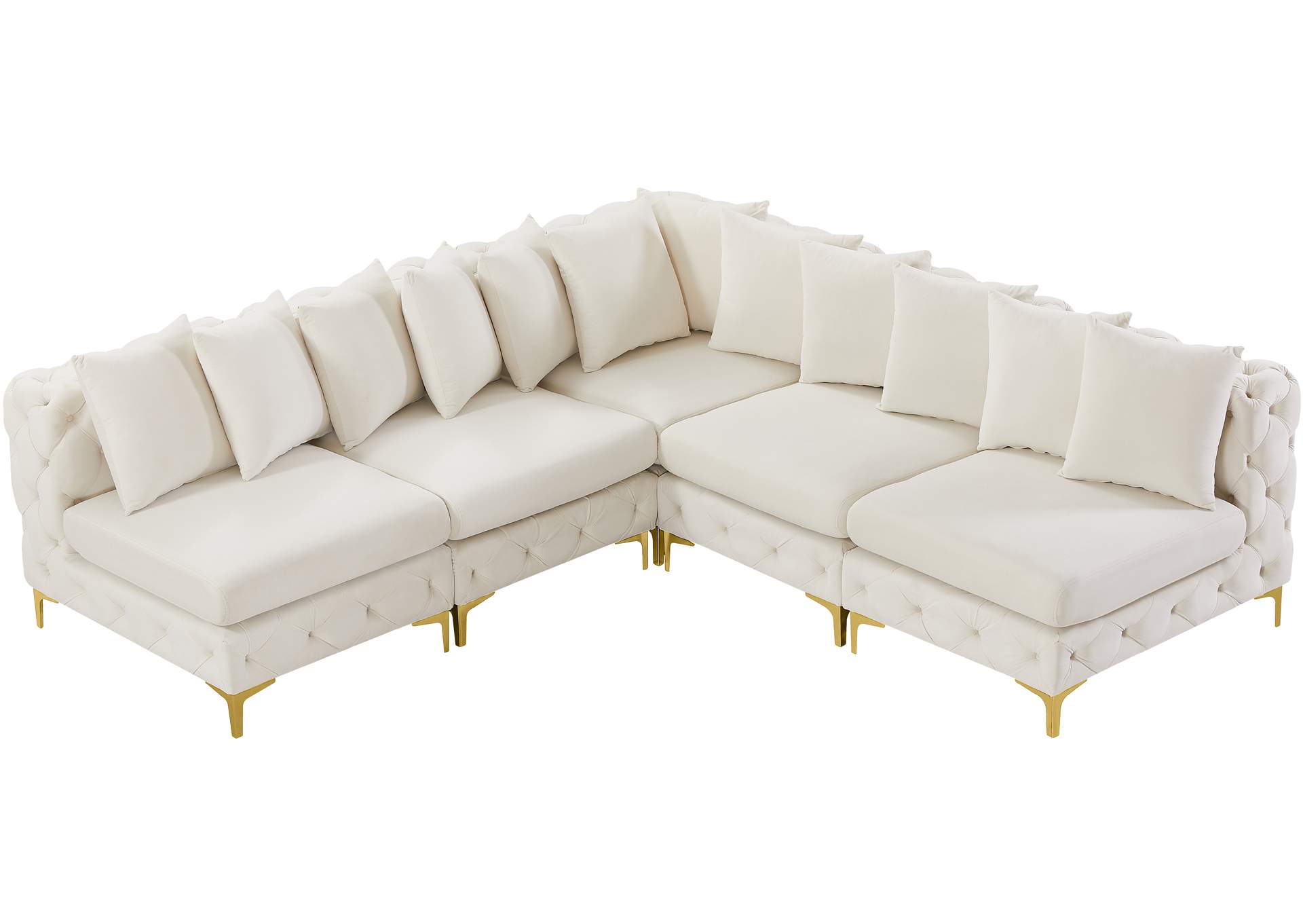 Tremblay Cream Velvet Modular Sectional,Meridian Furniture