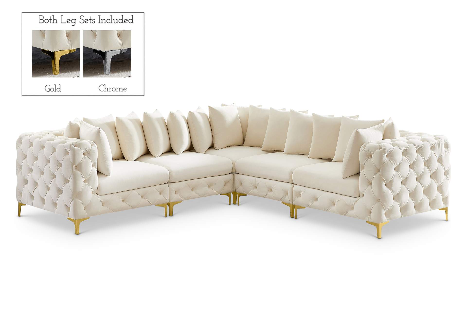 Tremblay Cream Velvet Modular Sectional,Meridian Furniture