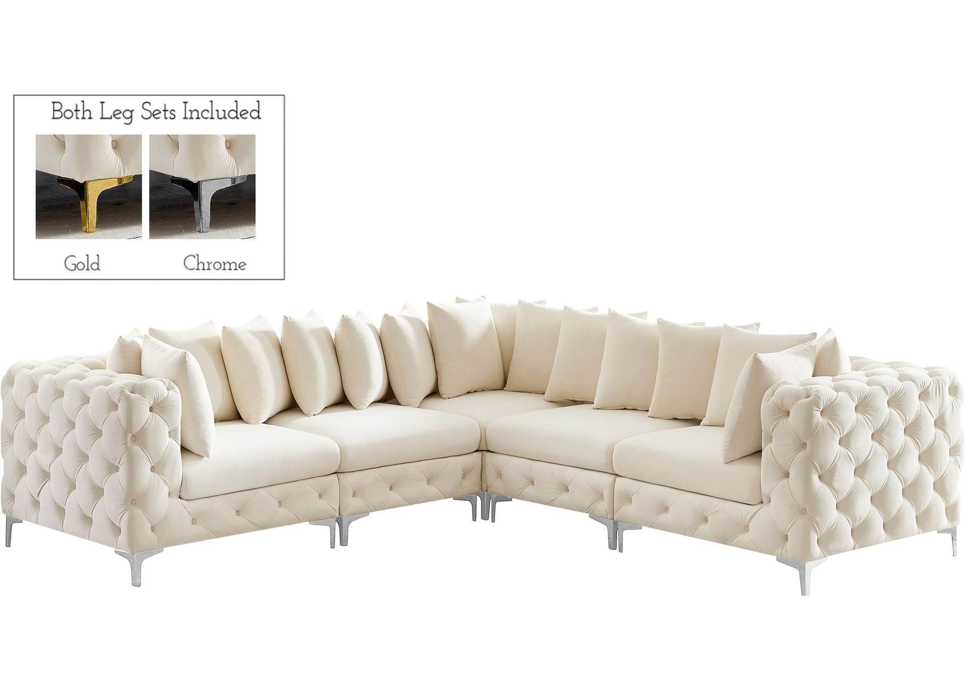 Tremblay Cream Velvet Modular Sectional,Meridian Furniture