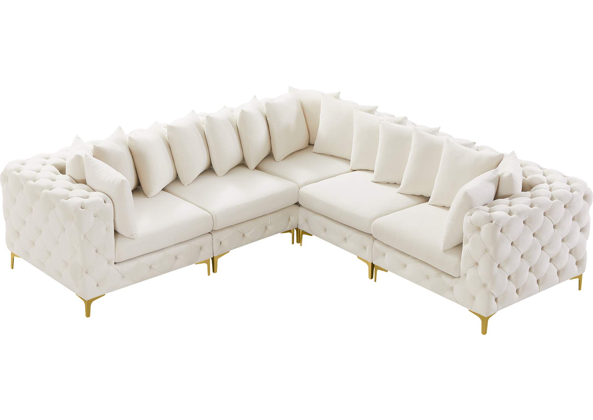 Tremblay Cream Velvet Modular Sectional,Meridian Furniture