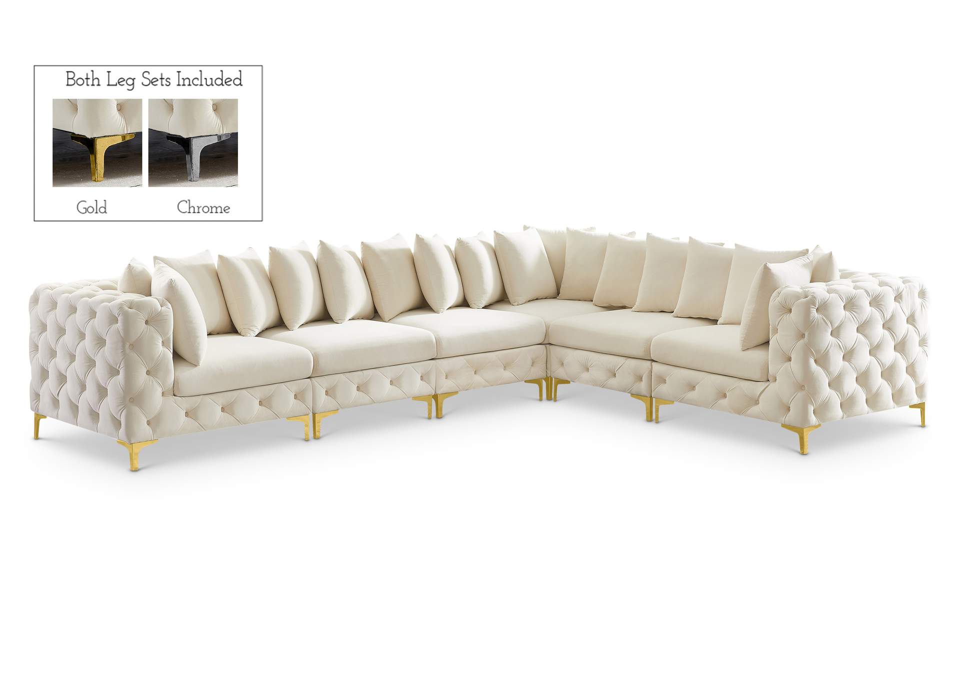 Tremblay Cream Velvet Modular Sectional,Meridian Furniture