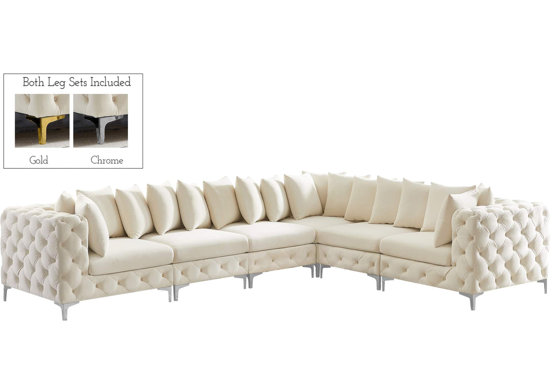 Tremblay Cream Velvet Modular Sectional,Meridian Furniture