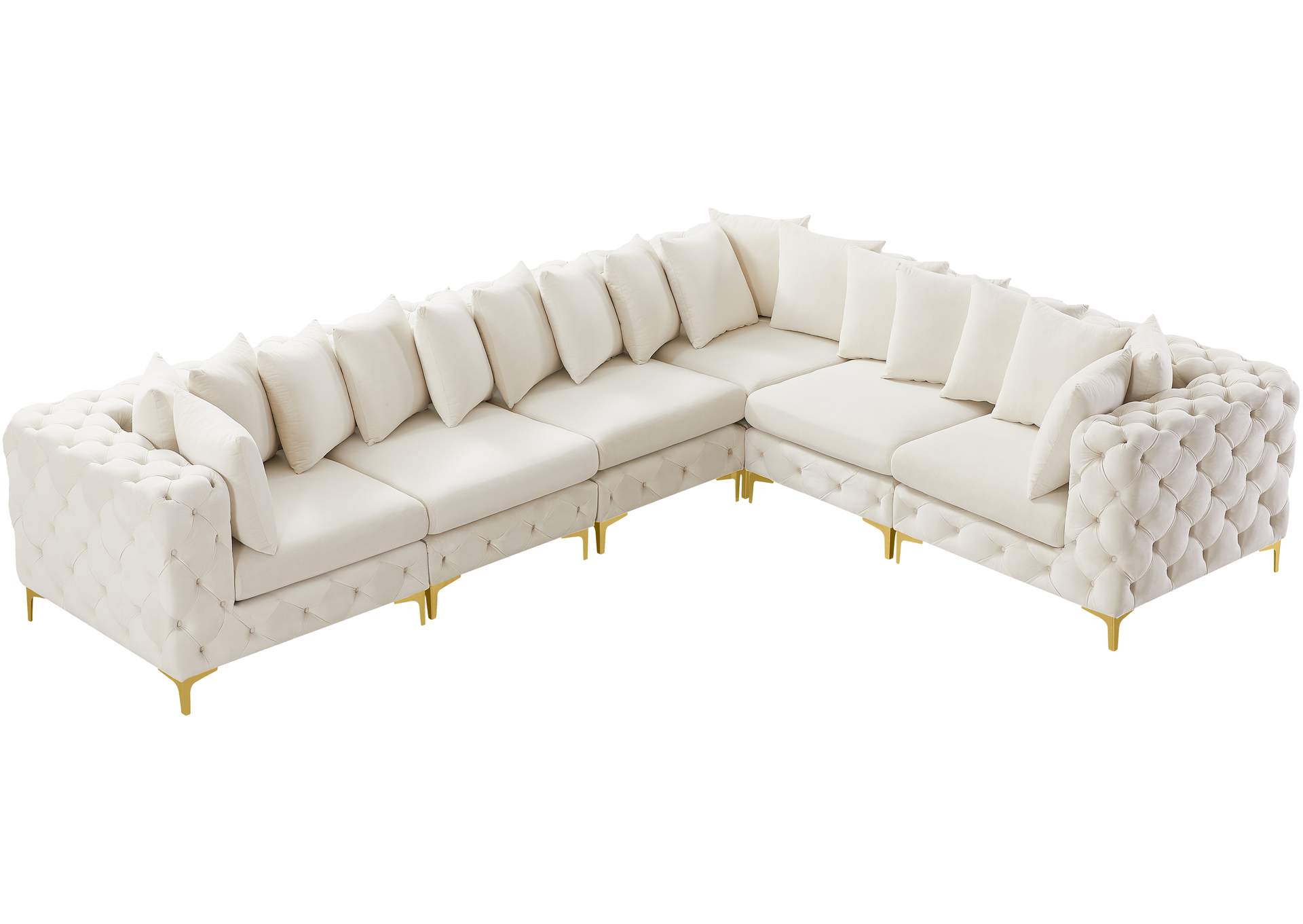 Tremblay Cream Velvet Modular Sectional,Meridian Furniture