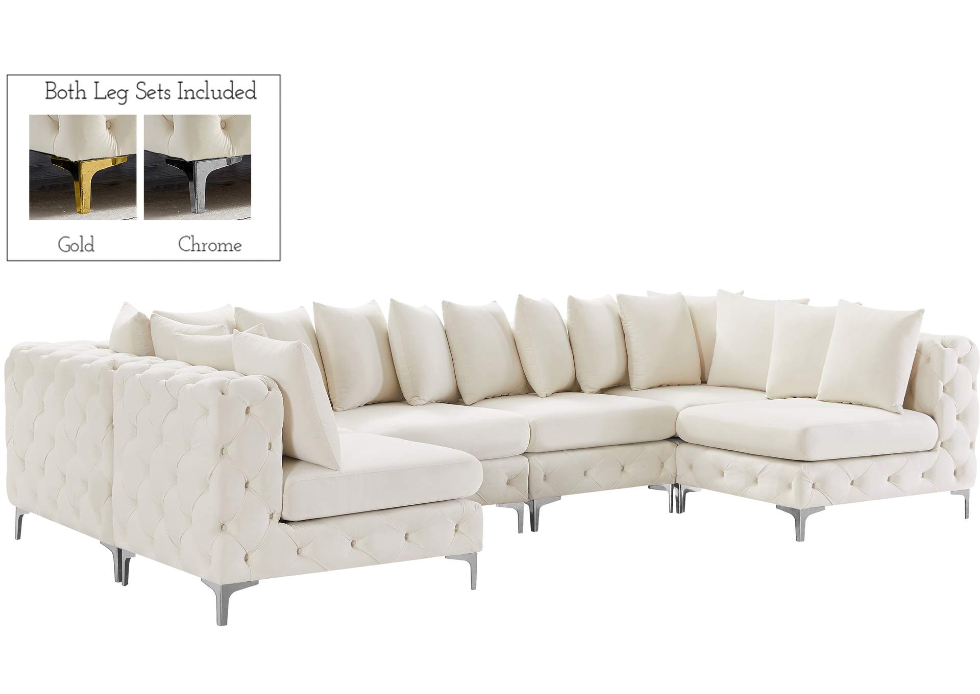 Tremblay Cream Velvet Modular Sectional,Meridian Furniture