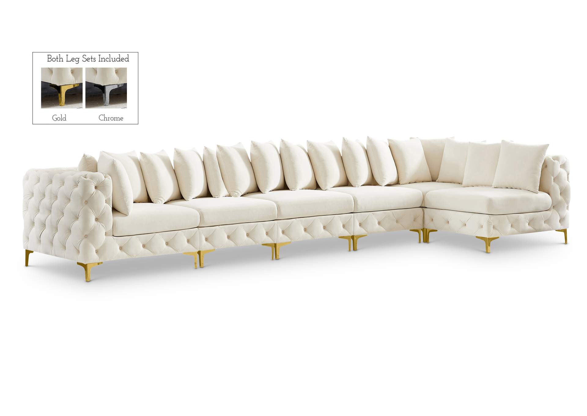 Tremblay Cream Velvet Modular Sectional,Meridian Furniture