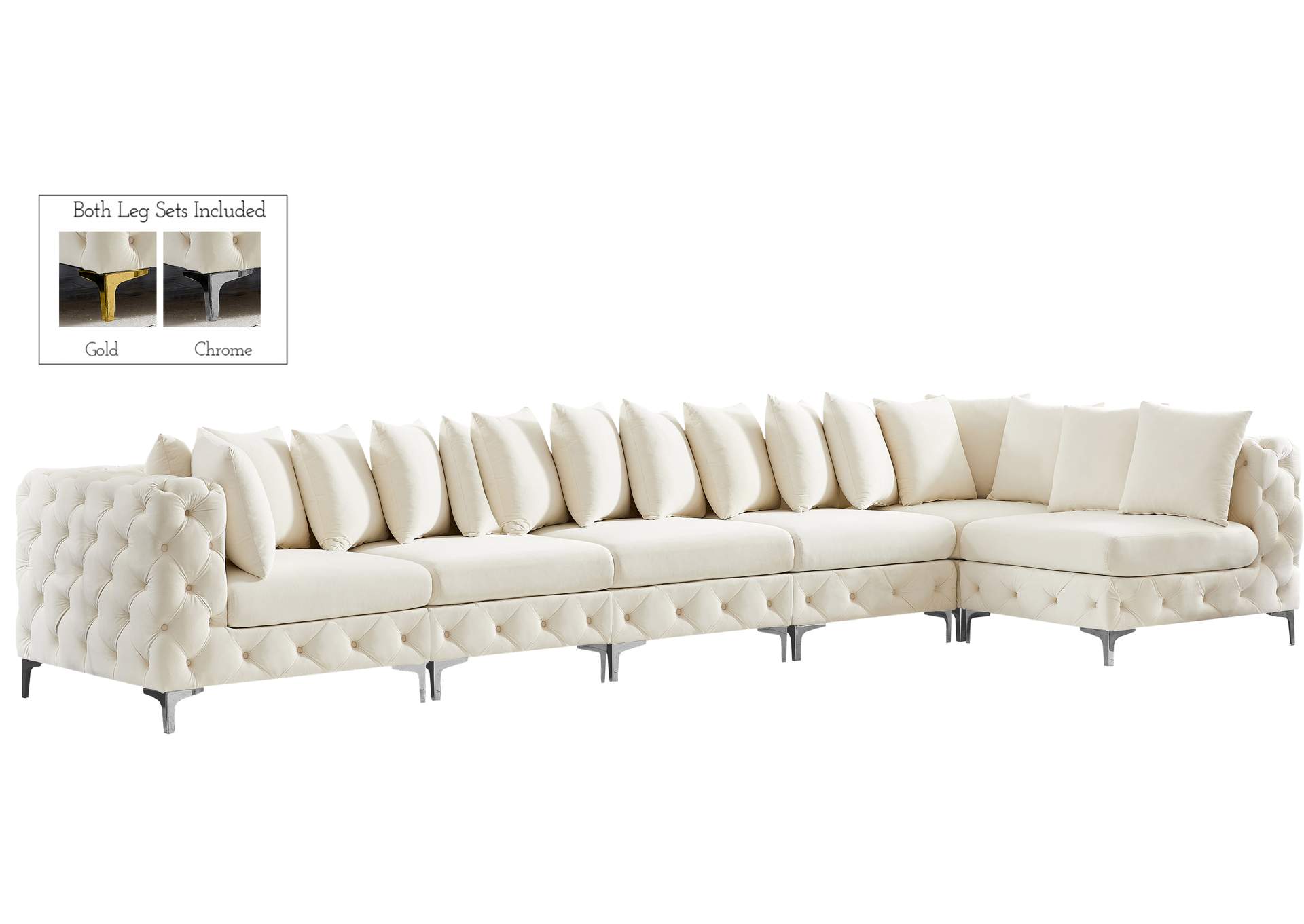 Tremblay Cream Velvet Modular Sectional,Meridian Furniture