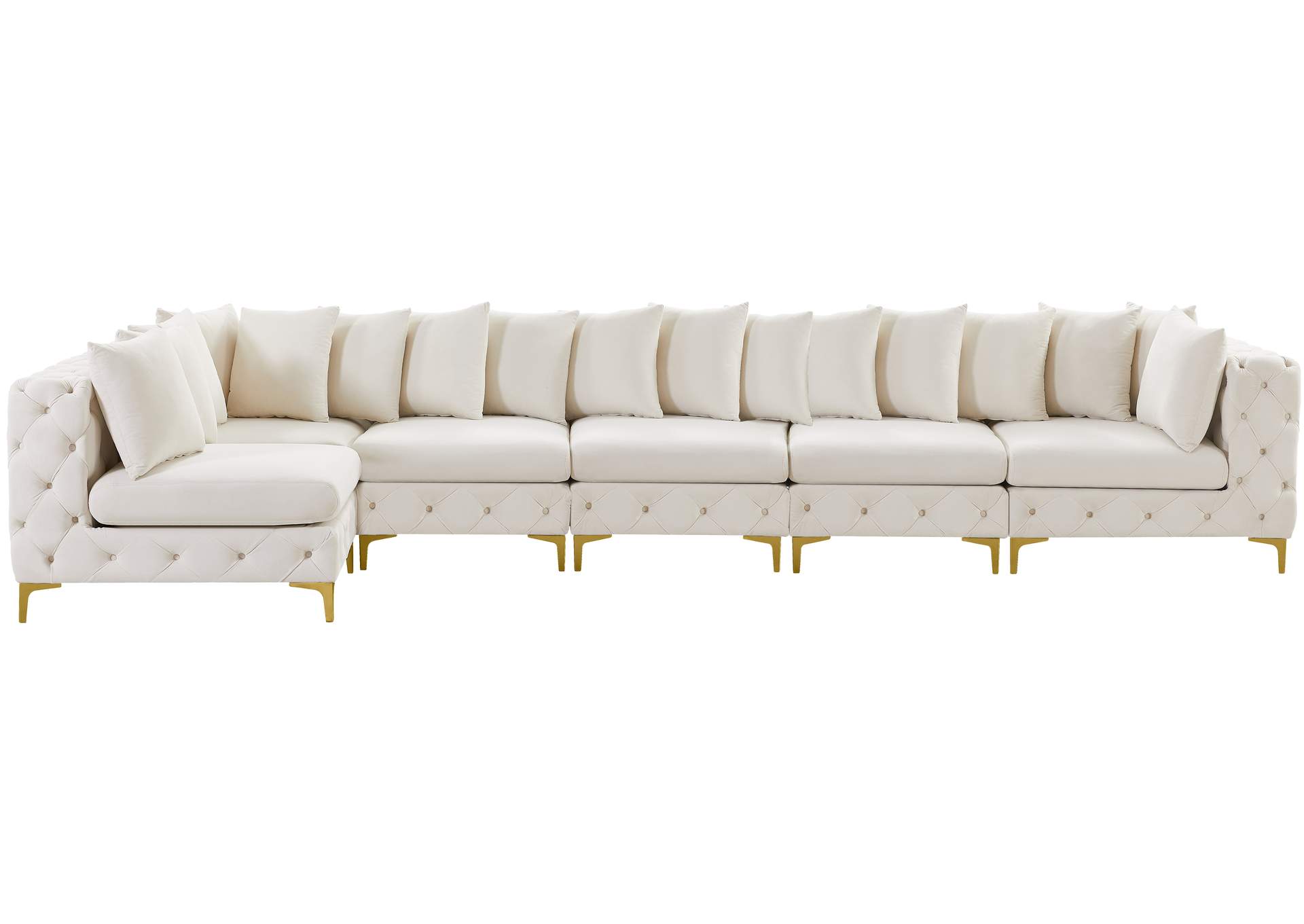 Tremblay Cream Velvet Modular Sectional,Meridian Furniture