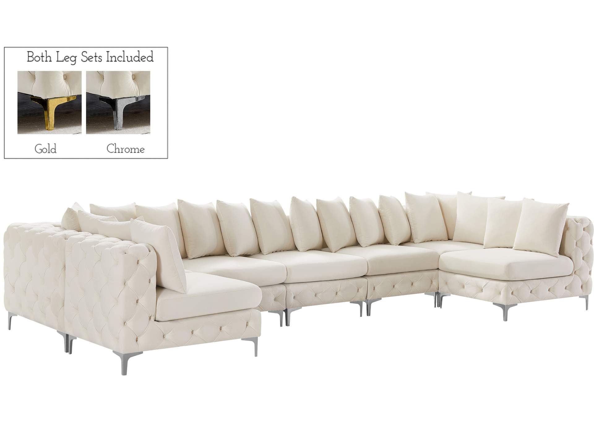 Tremblay Cream Velvet Modular Sectional,Meridian Furniture