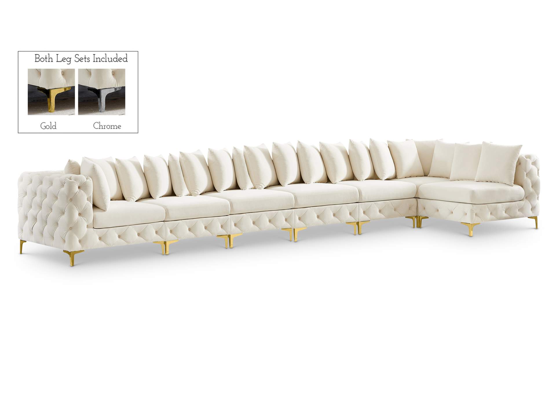 Tremblay Cream Velvet Modular Sectional,Meridian Furniture