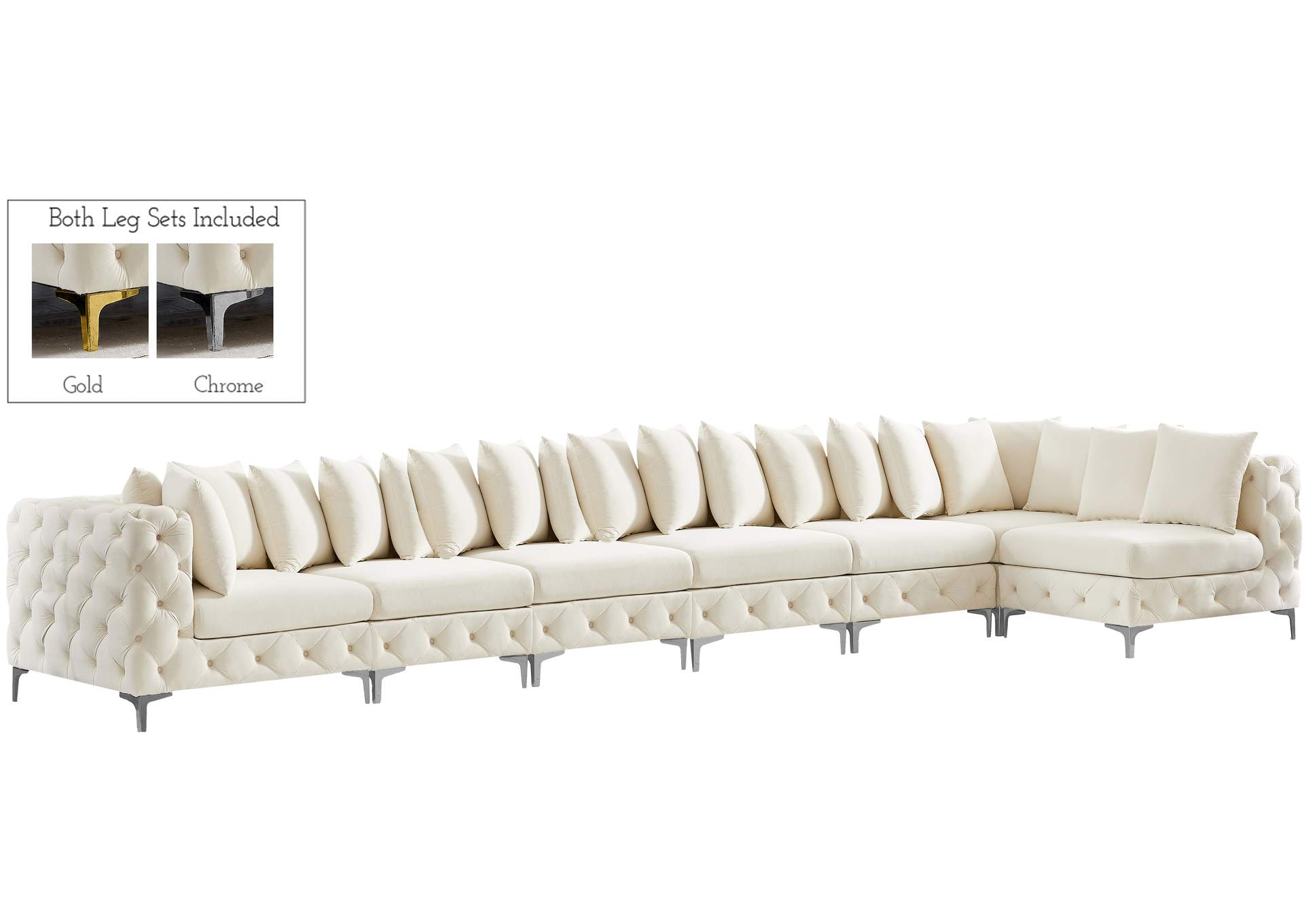 Tremblay Cream Velvet Modular Sectional,Meridian Furniture