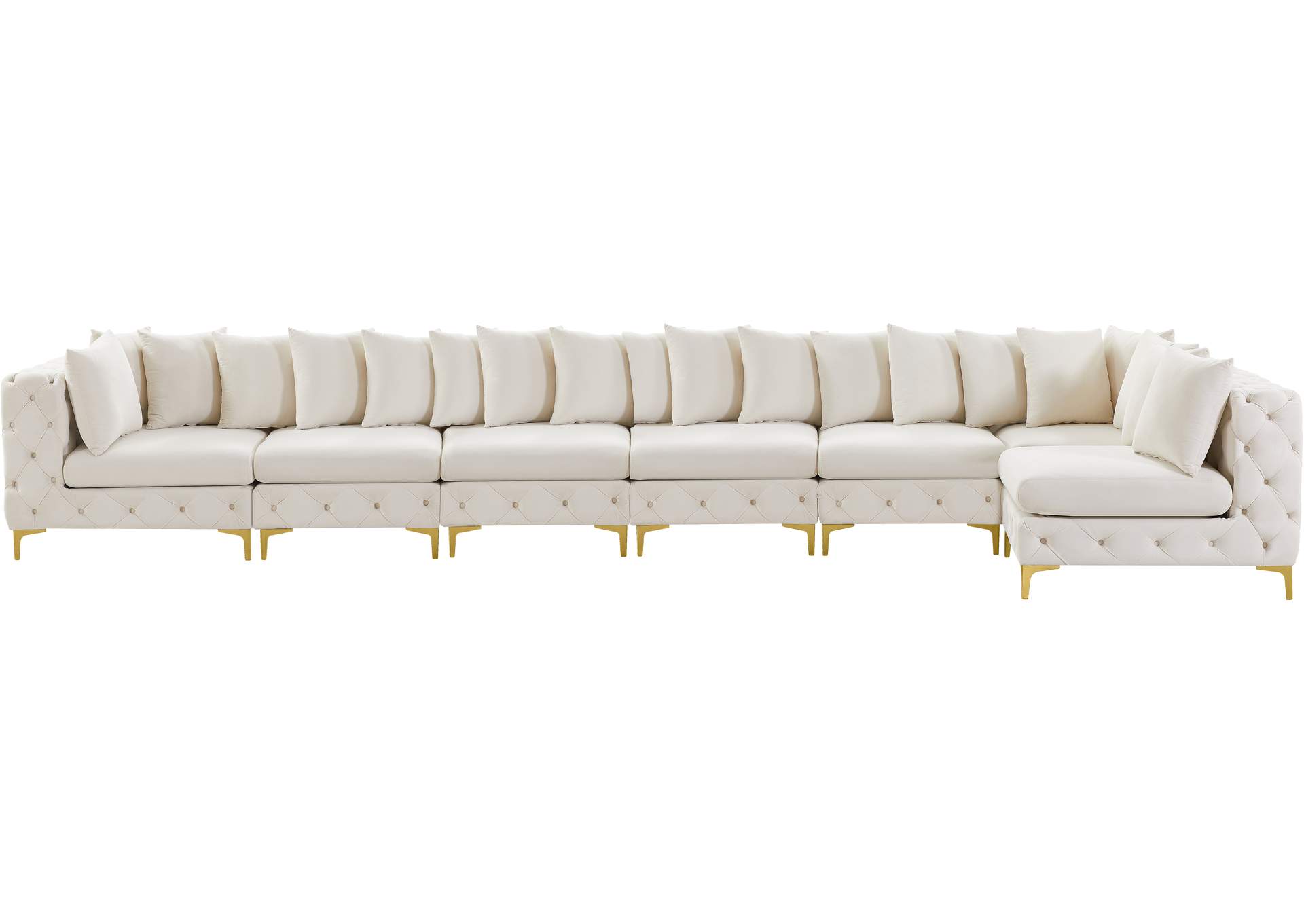 Tremblay Cream Velvet Modular Sectional,Meridian Furniture