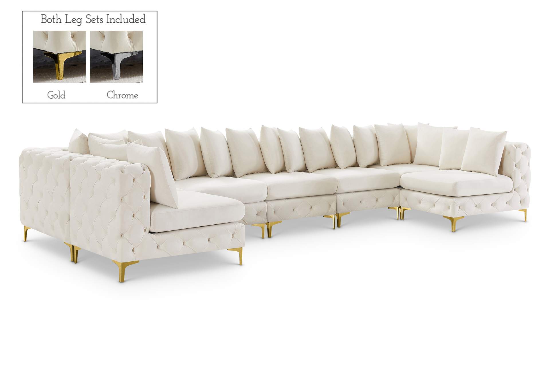 Tremblay Cream Velvet Modular Sectional,Meridian Furniture