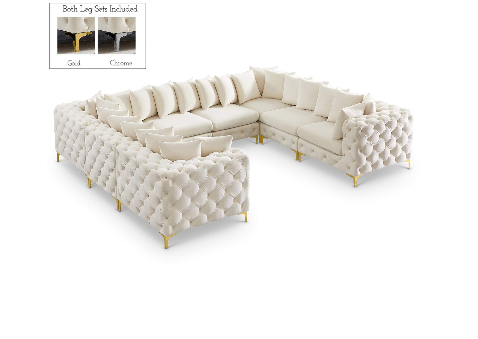 Tremblay Cream Velvet Modular Sectional,Meridian Furniture