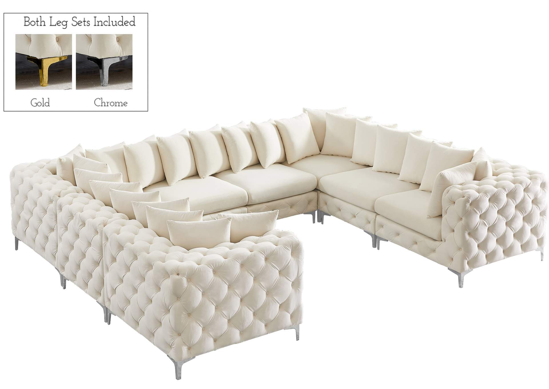 Tremblay Cream Velvet Modular Sectional,Meridian Furniture