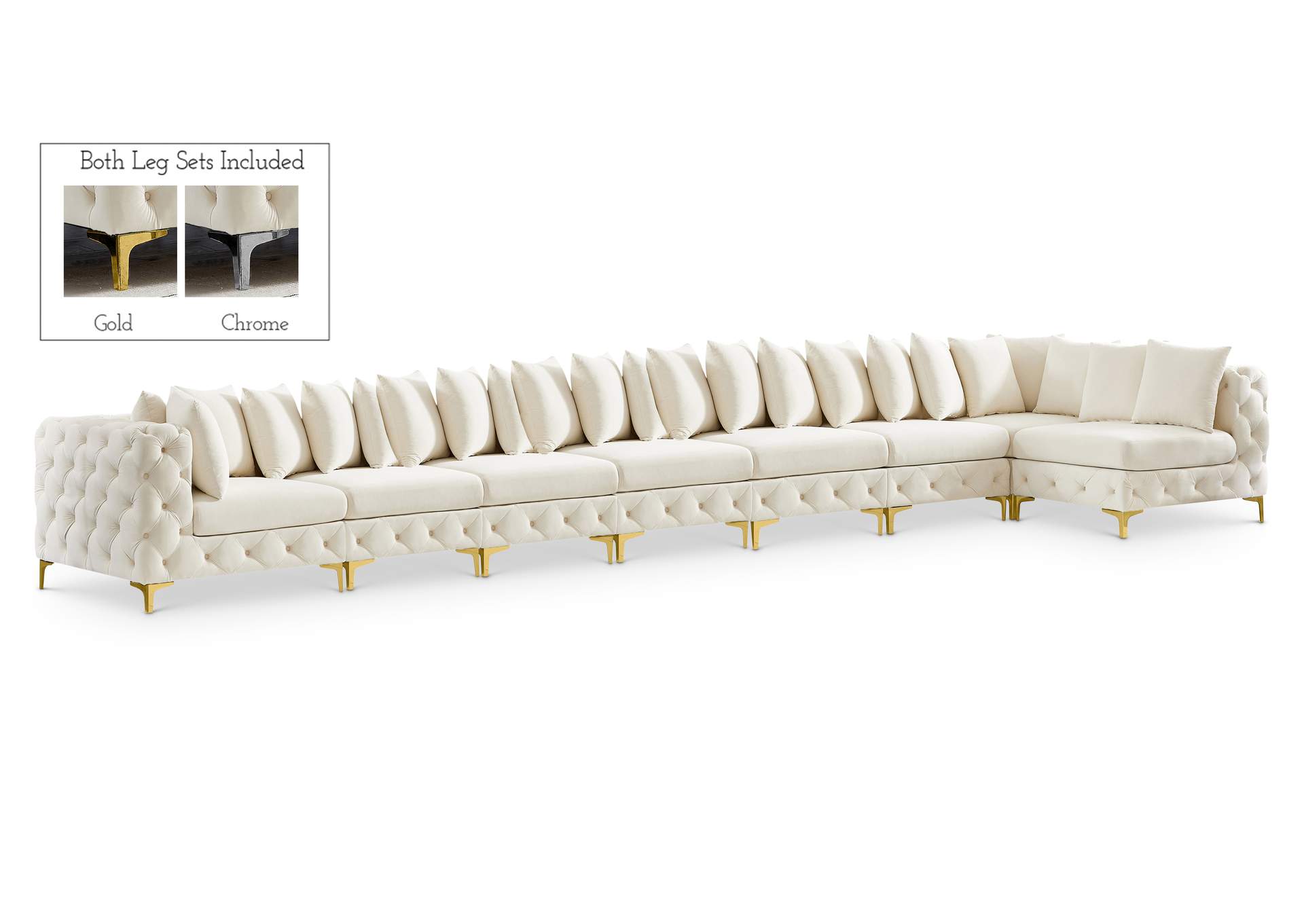 Tremblay Cream Velvet Modular Sectional,Meridian Furniture