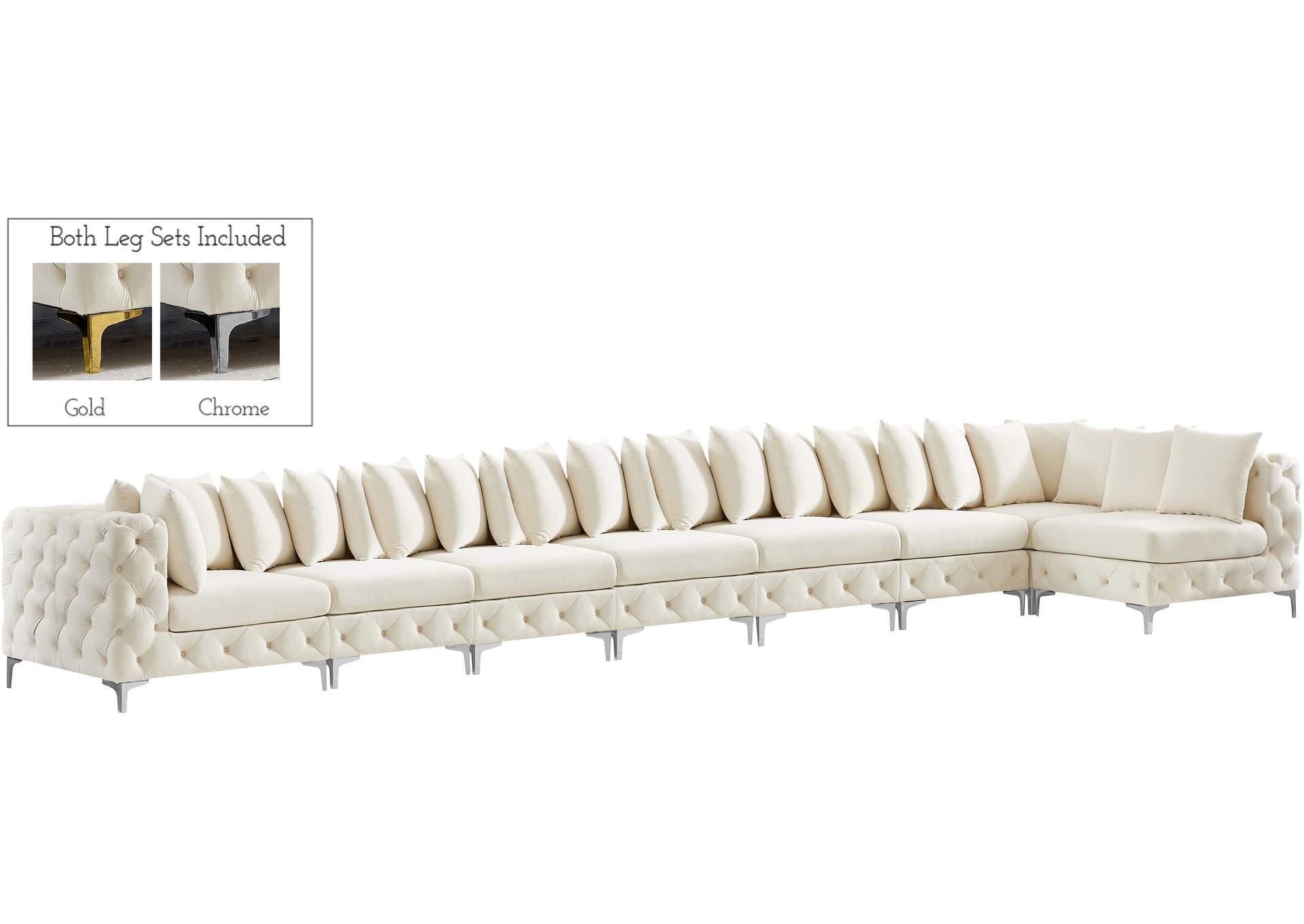 Tremblay Cream Velvet Modular Sectional,Meridian Furniture