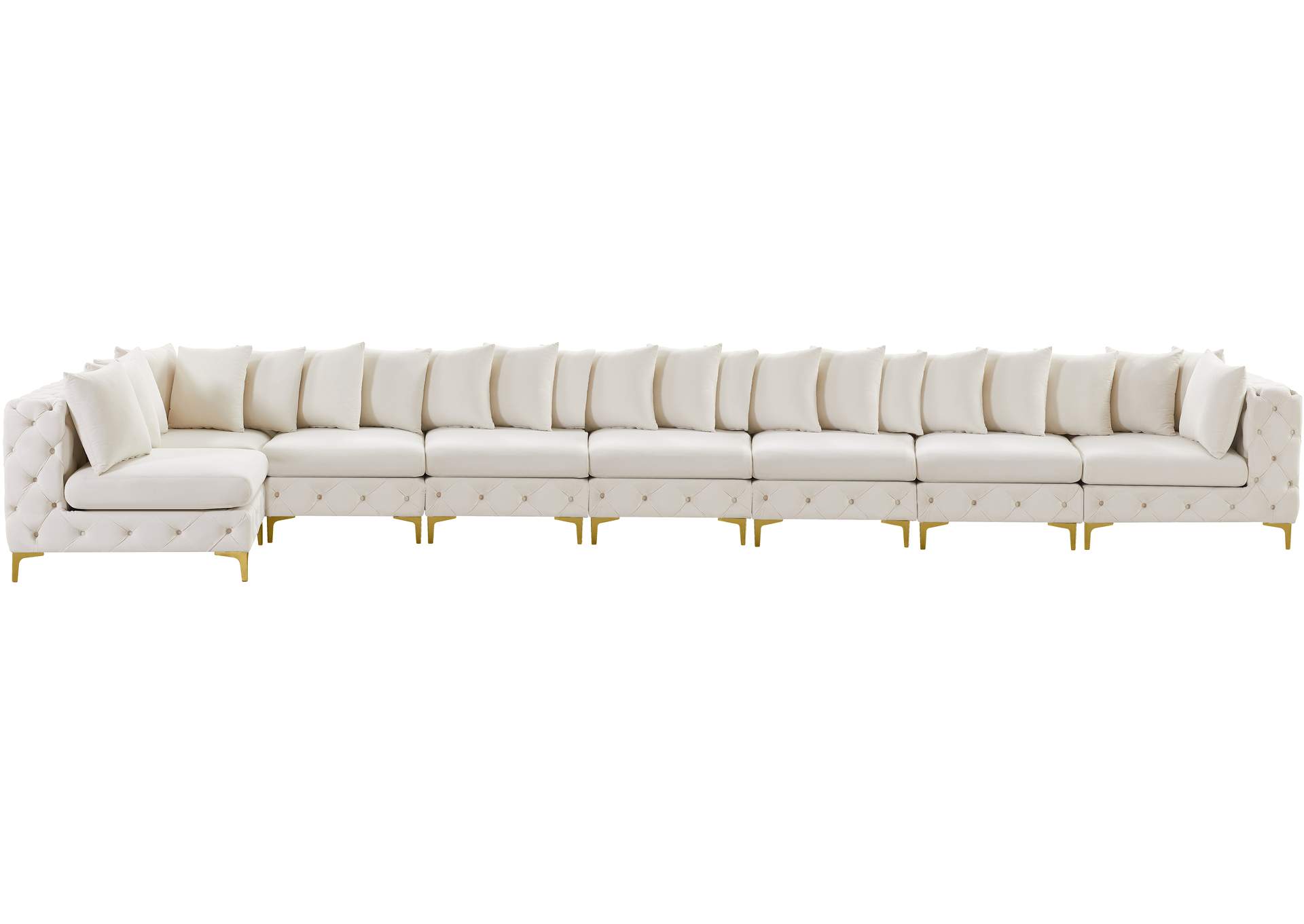 Tremblay Cream Velvet Modular Sectional,Meridian Furniture