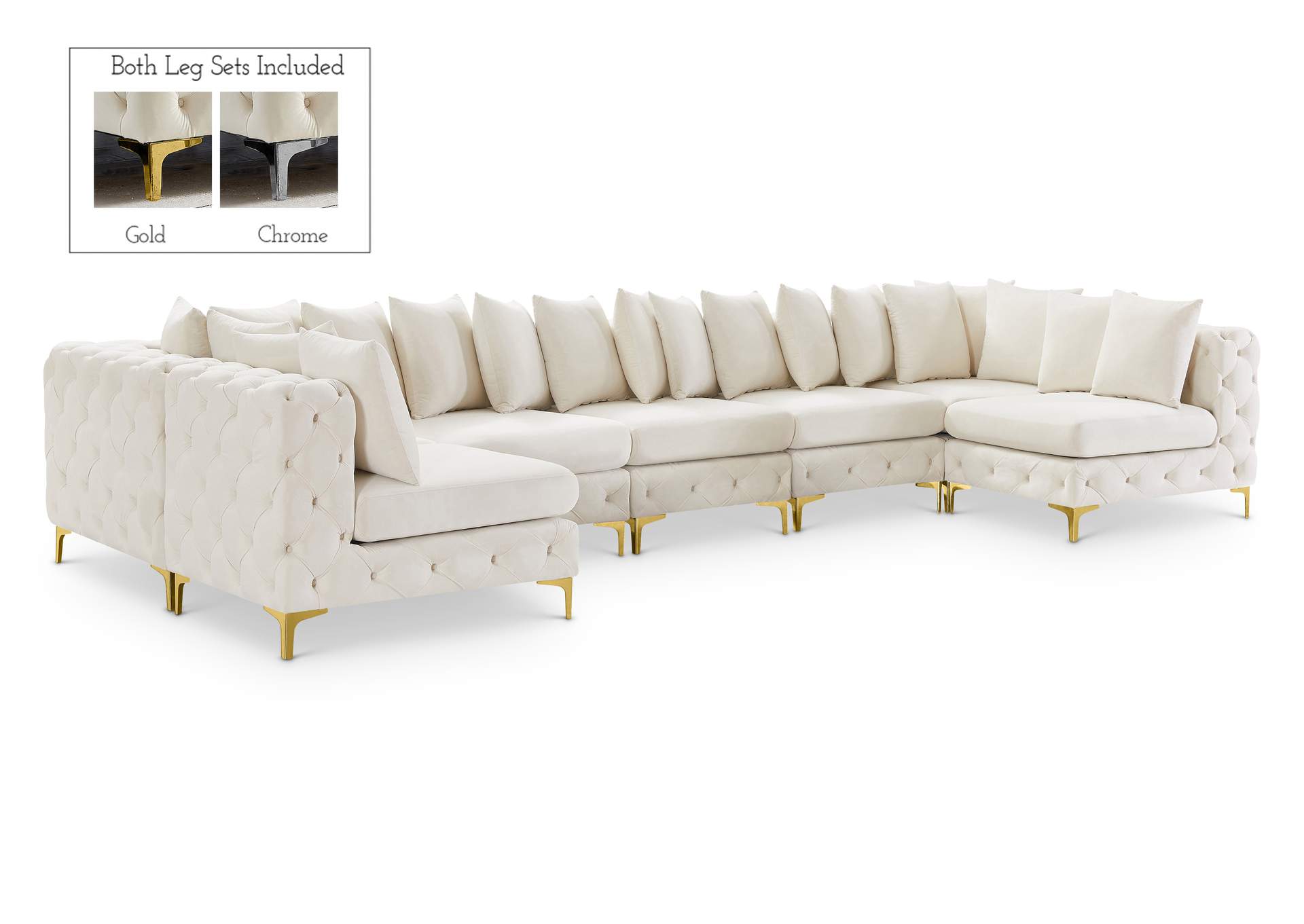 Tremblay Cream Velvet Modular Sectional,Meridian Furniture